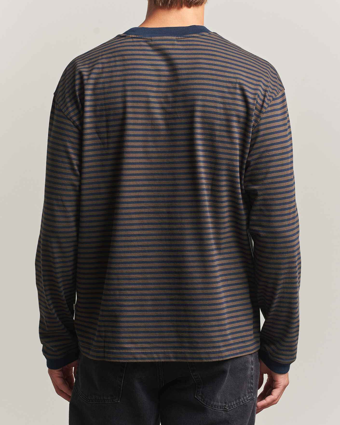 Herren | T-Shirts | NN07 | Lionel Striped Long Sleeve T-Shirt Navy/Brown
