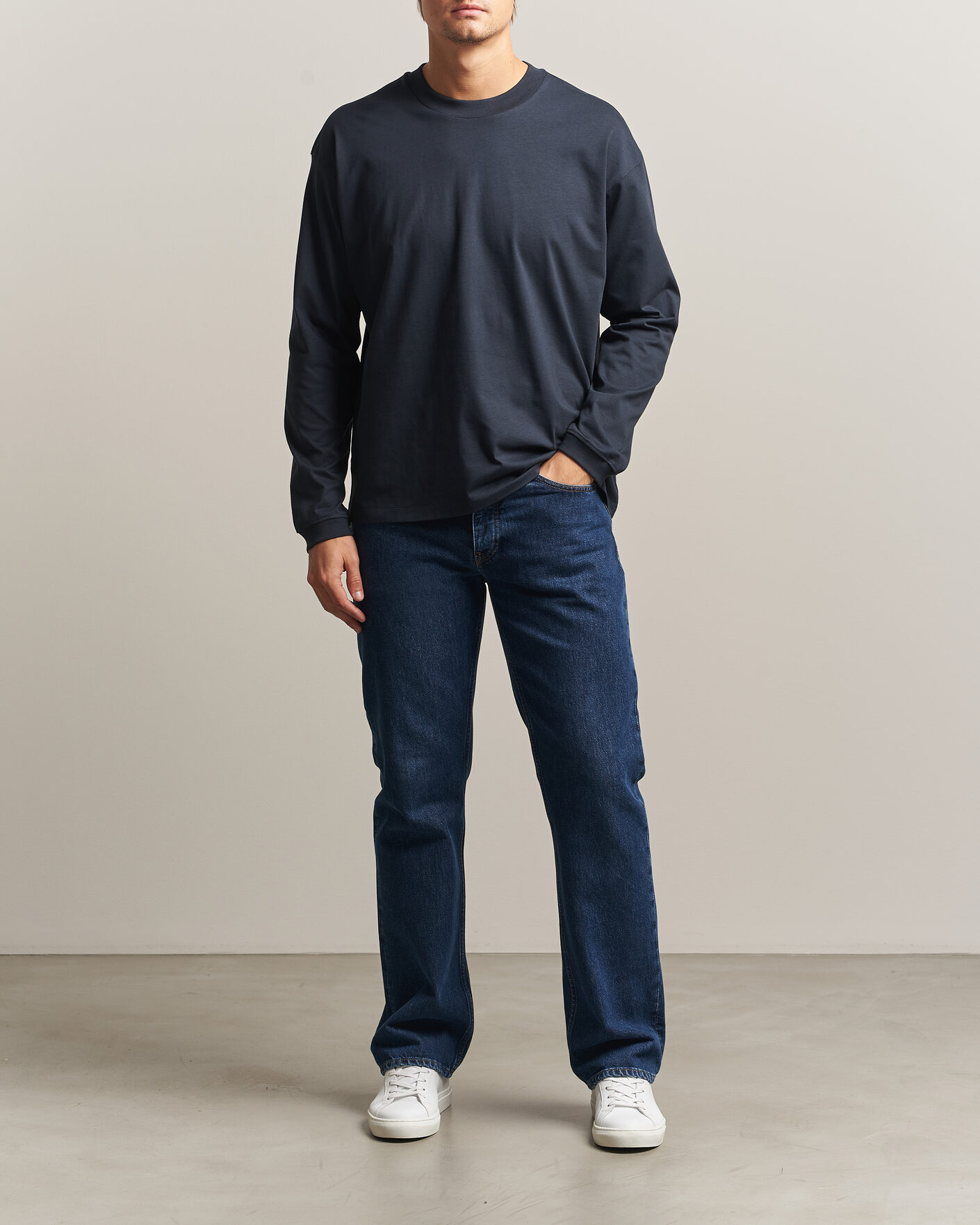 Herren | T-Shirts | NN07 | Lionel Suvin Cotton Long Sleeve T-Shirt Deep Navy