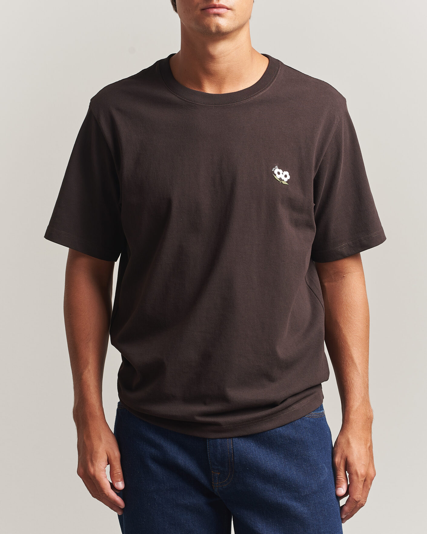 Herren | T-Shirts | NN07 | Jett Embroidered Crew Neck T-Shirt Deep Truffle