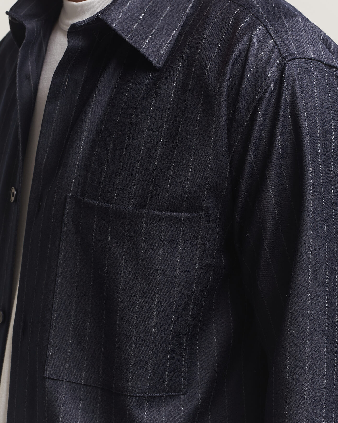 Herren | Hemden | NN07 | Freddy Wool Pinstriped Overshirt Navy