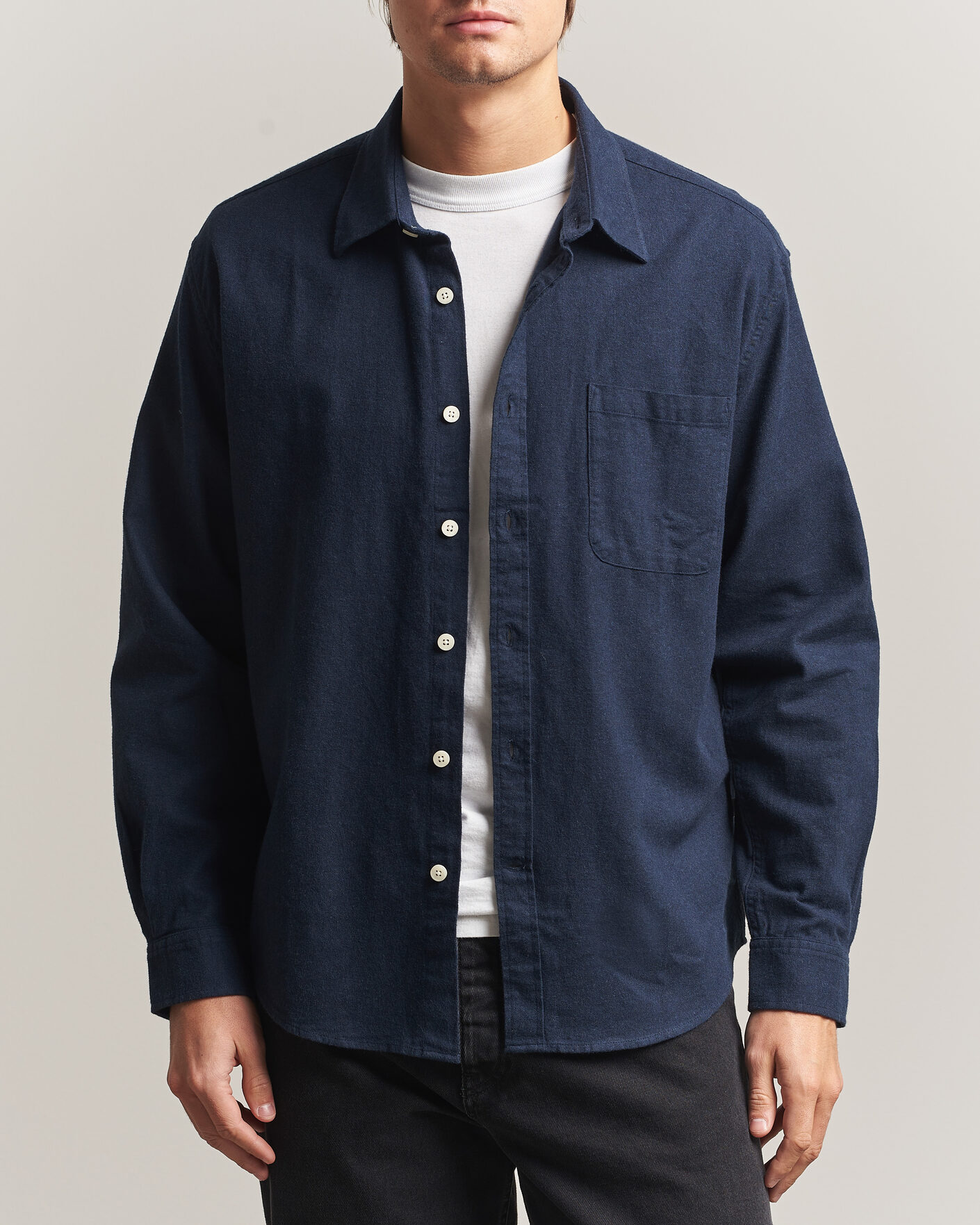 Herren | Hemden | NN07 | Dino Brushed Flannel Shirt Navy Blue