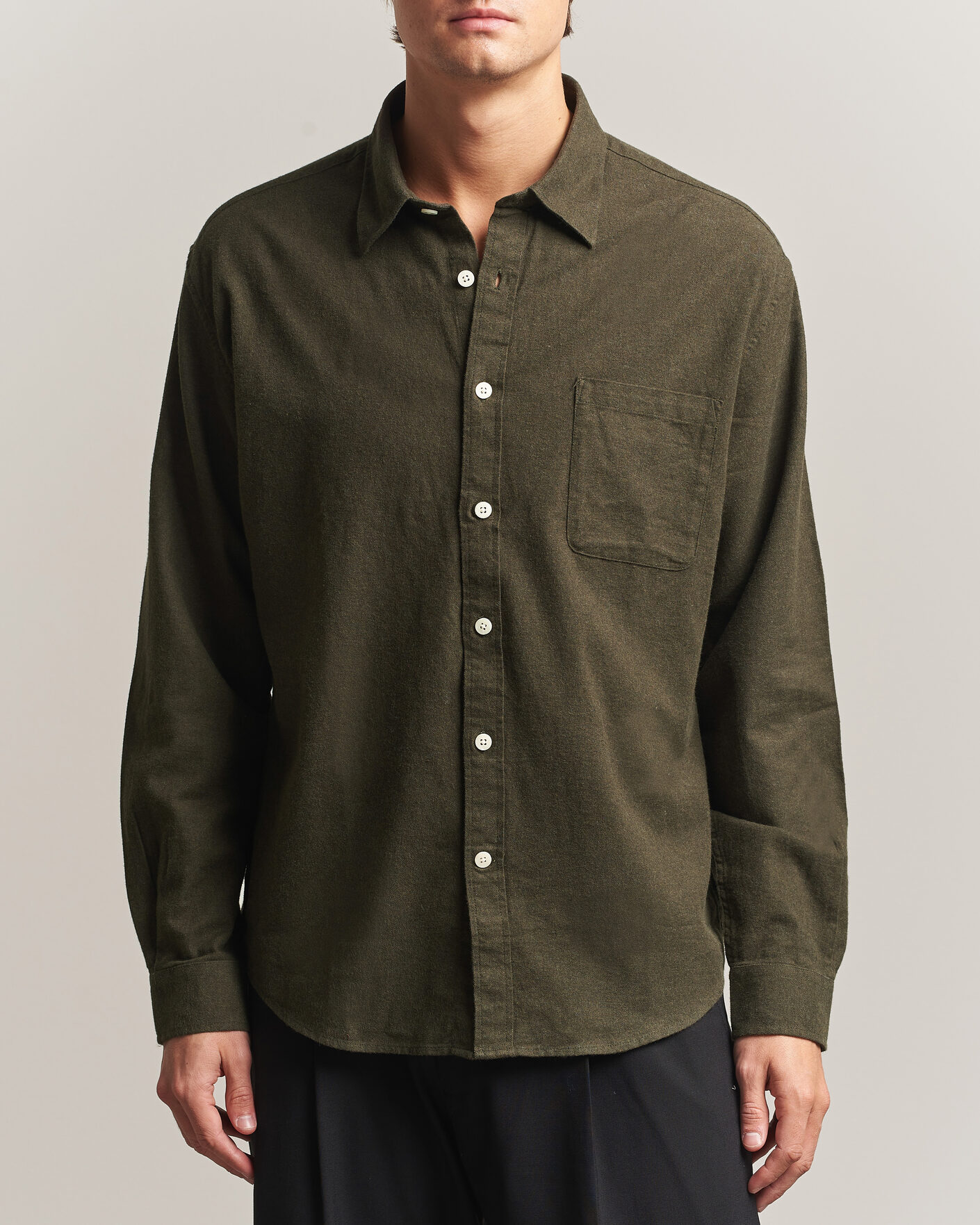 Herren | Hemden | NN07 | Dino Brushed Flannel Shirt Dark Army