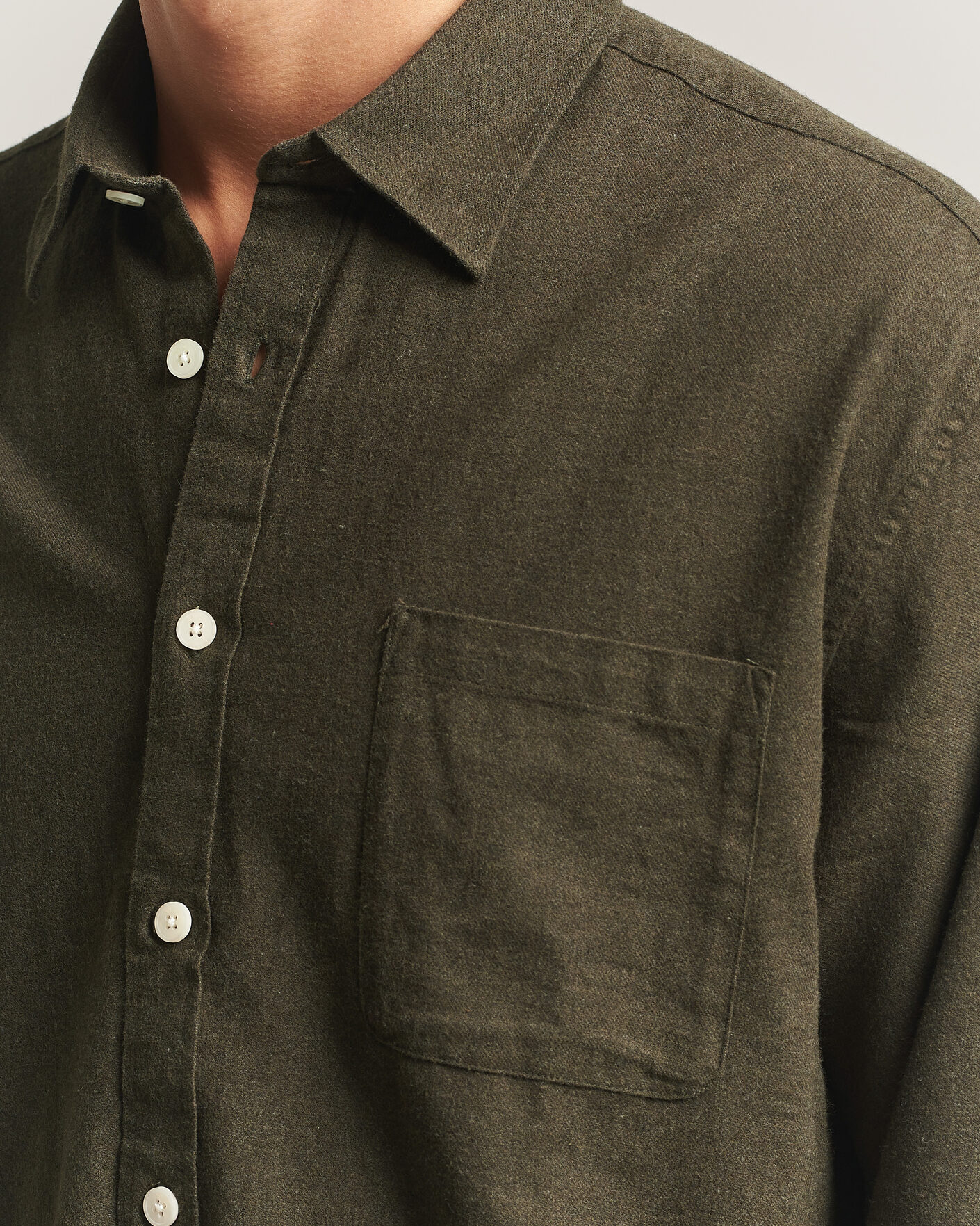 Herren | Hemden | NN07 | Dino Brushed Flannel Shirt Dark Army