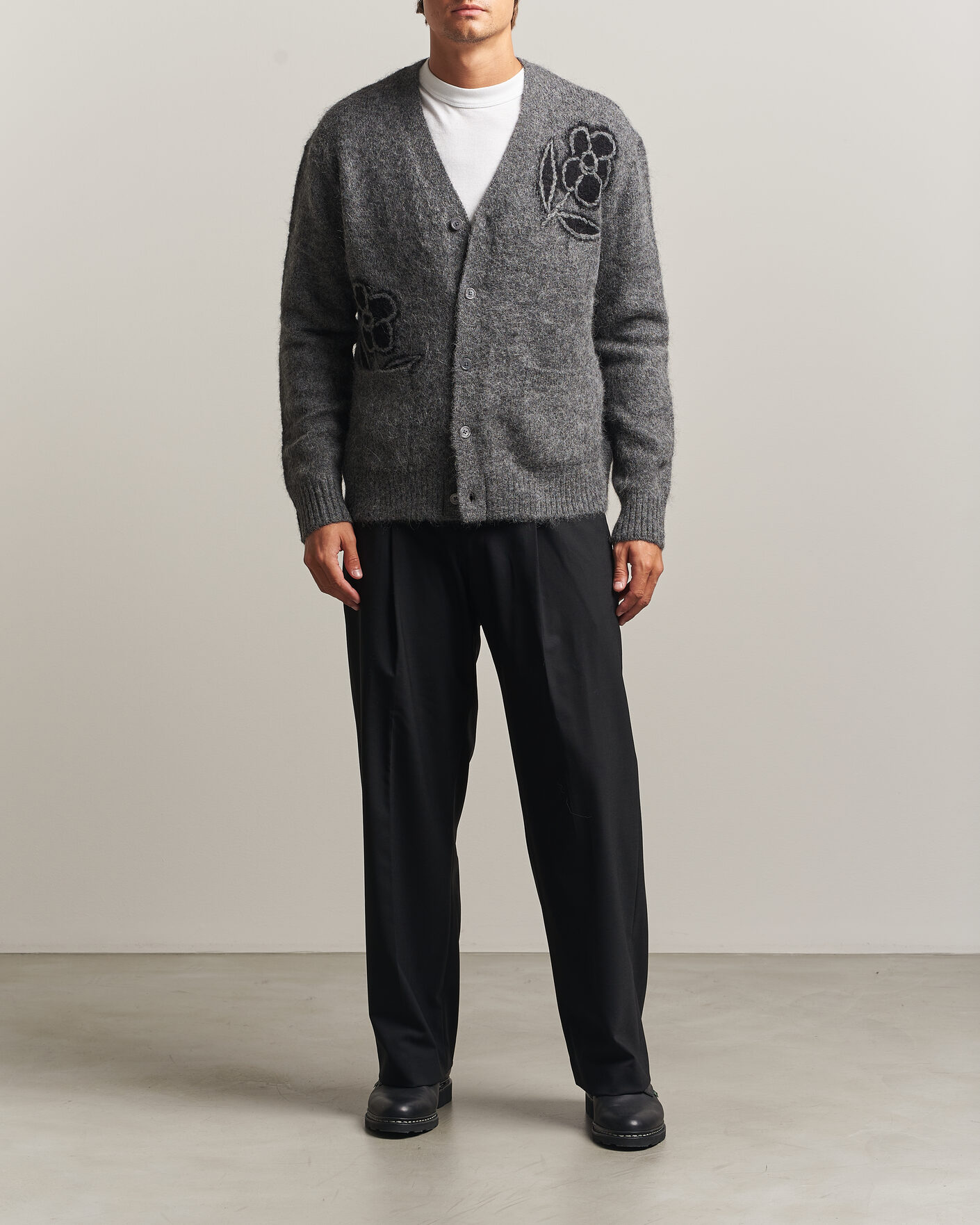 Herren | Pullover | NN07 | Kyle Alpaca Knitted Cardigan Dark Grey Melange