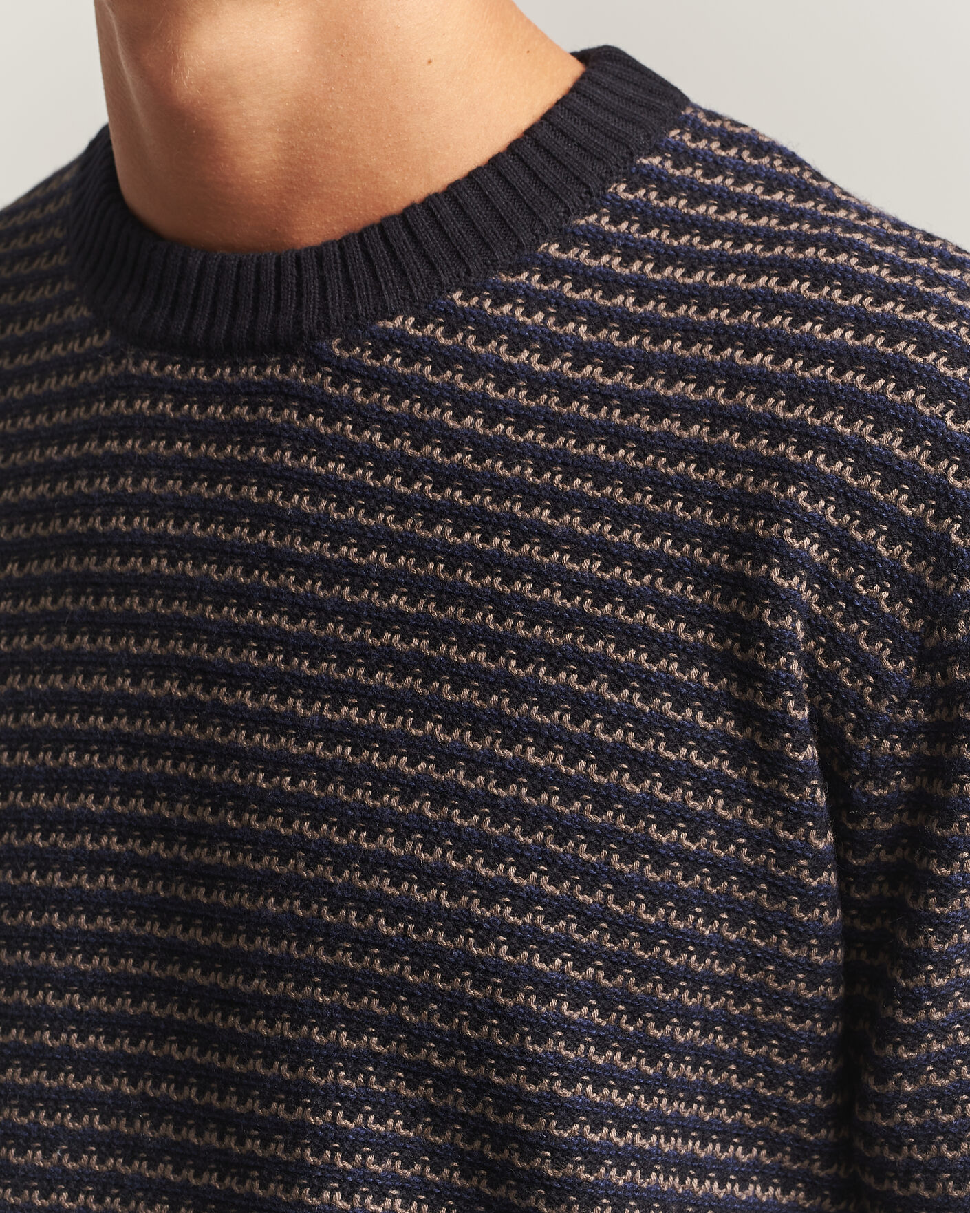 Herren | Pullover | NN07 | Russell Cotton/Wool Structured Sweater Navy Blue