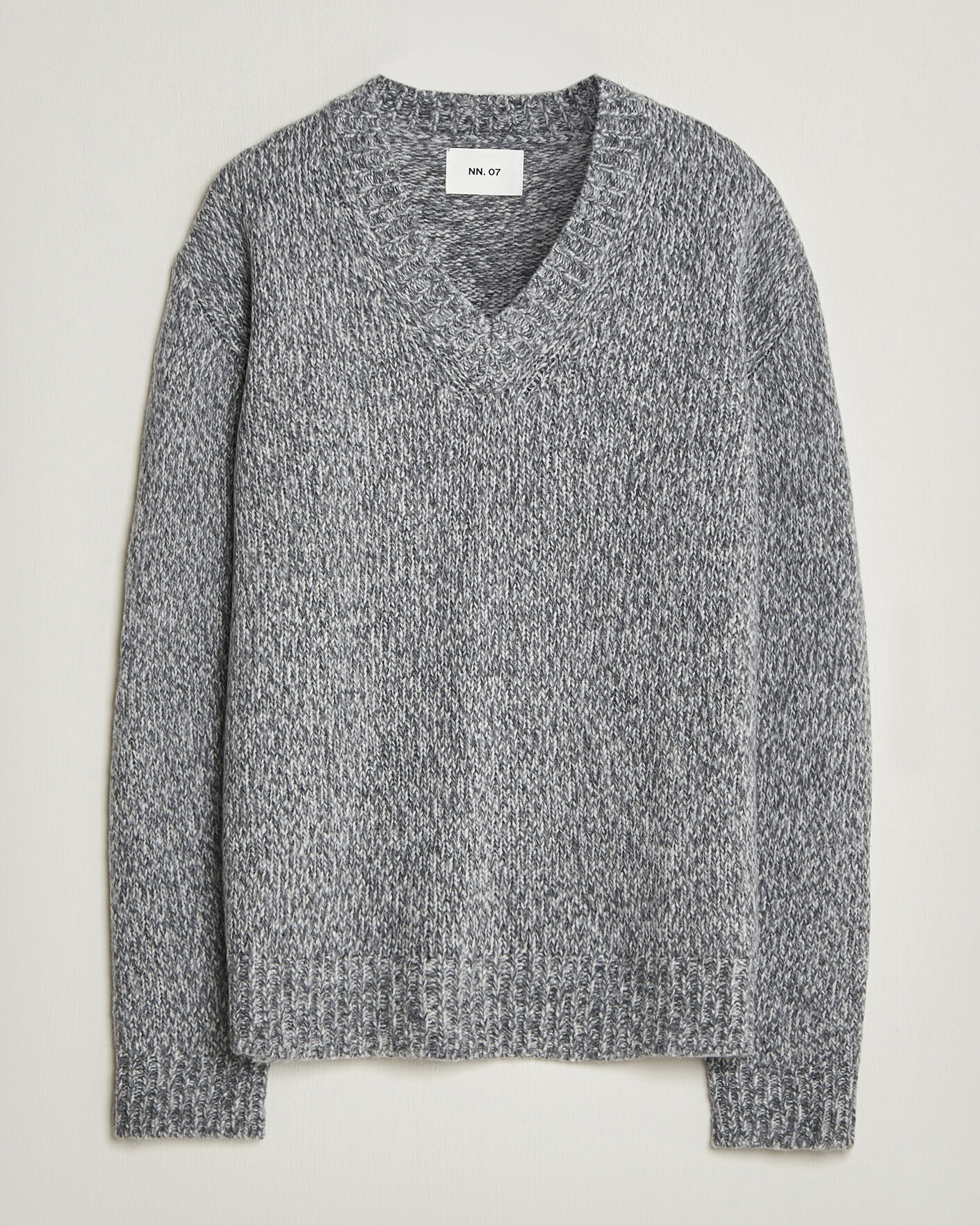Herren | Pullover | NN07 | Flint Wool Knitted V-Neck Grey Melange
