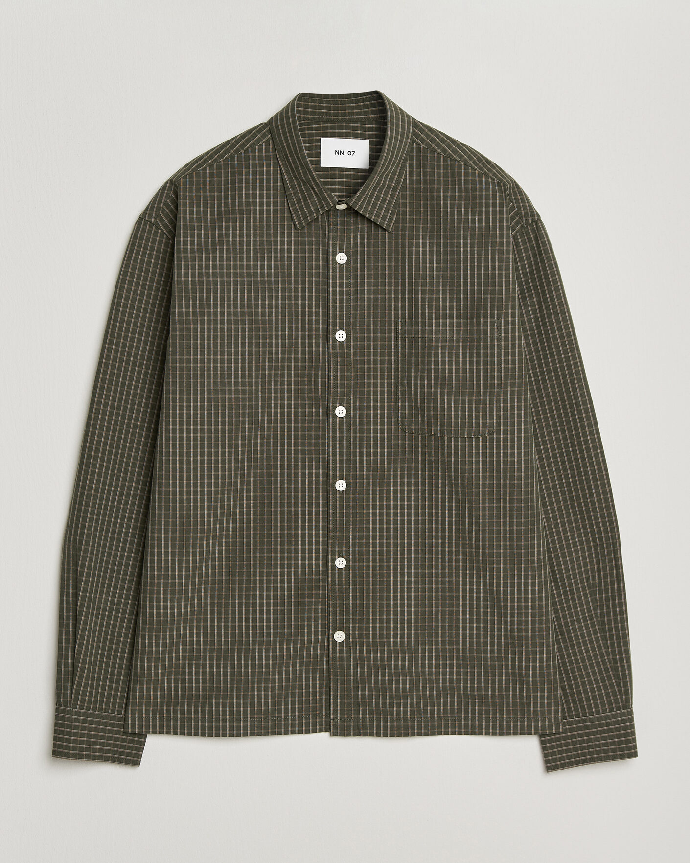 Herren | Hemden | NN07 | Deon Peached Cotton Checked Shirt Green