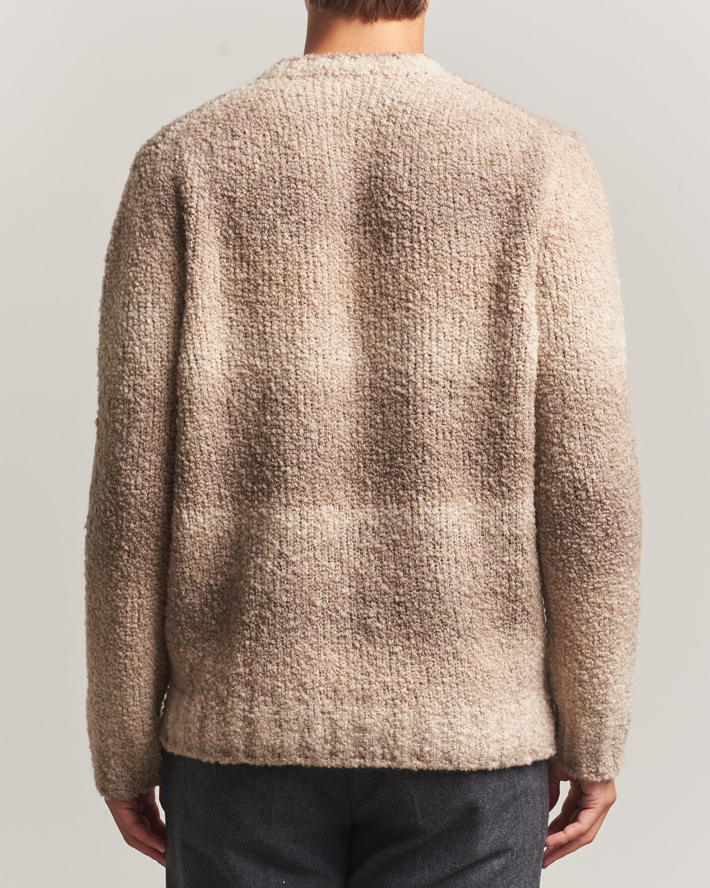 Herren | Pullover | Oscar Jacobson | Ronnie Heavy Knitted Wool Crewneck Beige