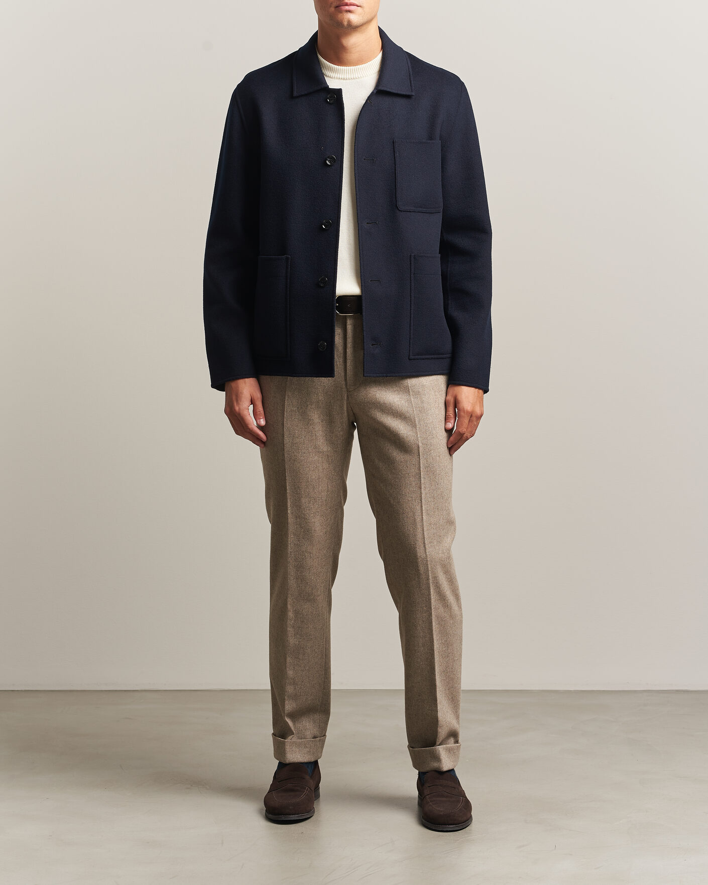 Herren | Jacken | Oscar Jacobson | Doublé Wool Shirt Jacket Navy
