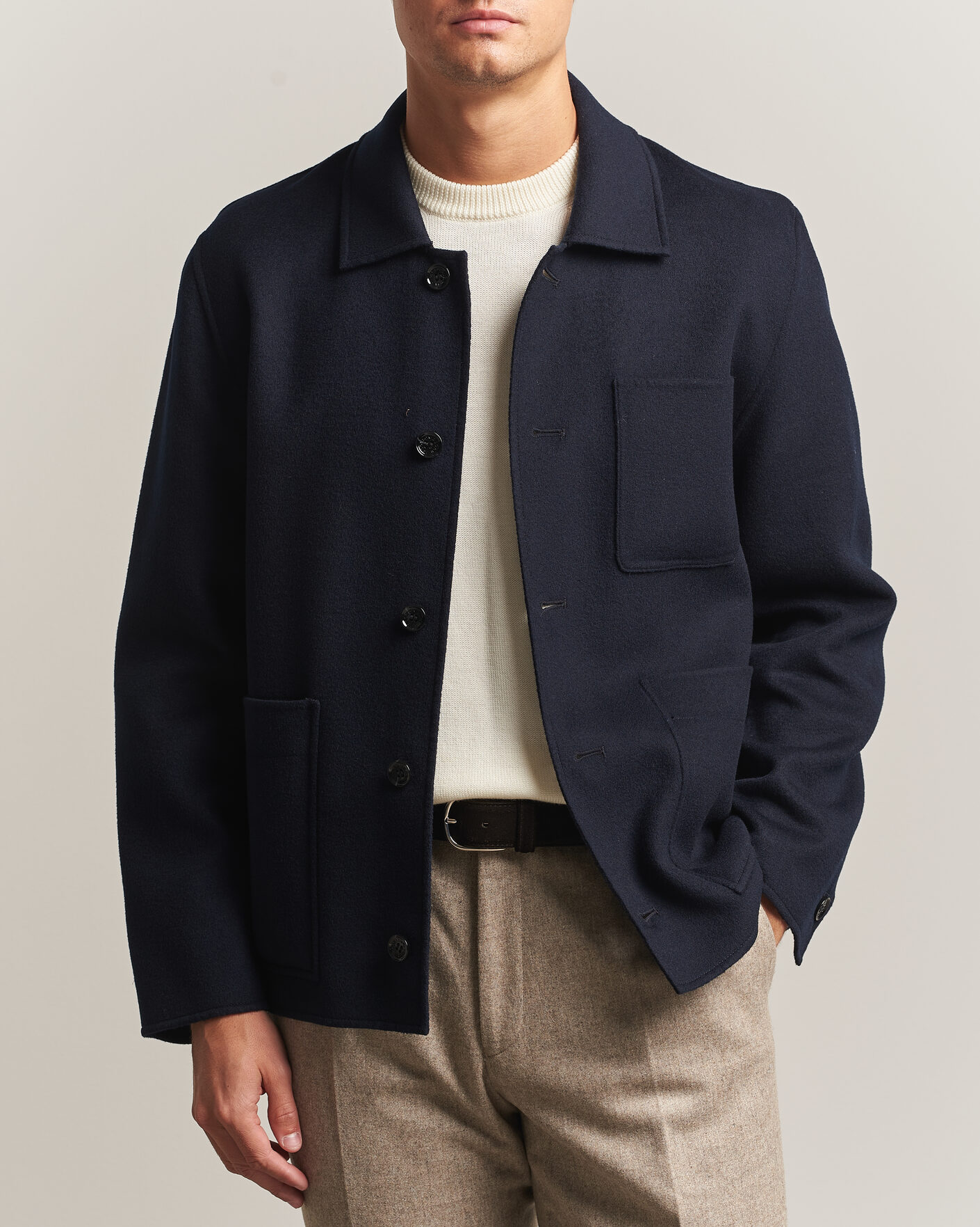 Herren | Jacken | Oscar Jacobson | Doublé Wool Shirt Jacket Navy