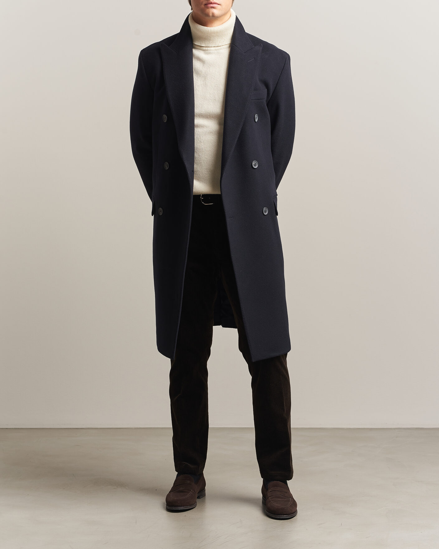 Herren | Jacken | Oscar Jacobson | Sicily Double Breasted Wool Coat Navy