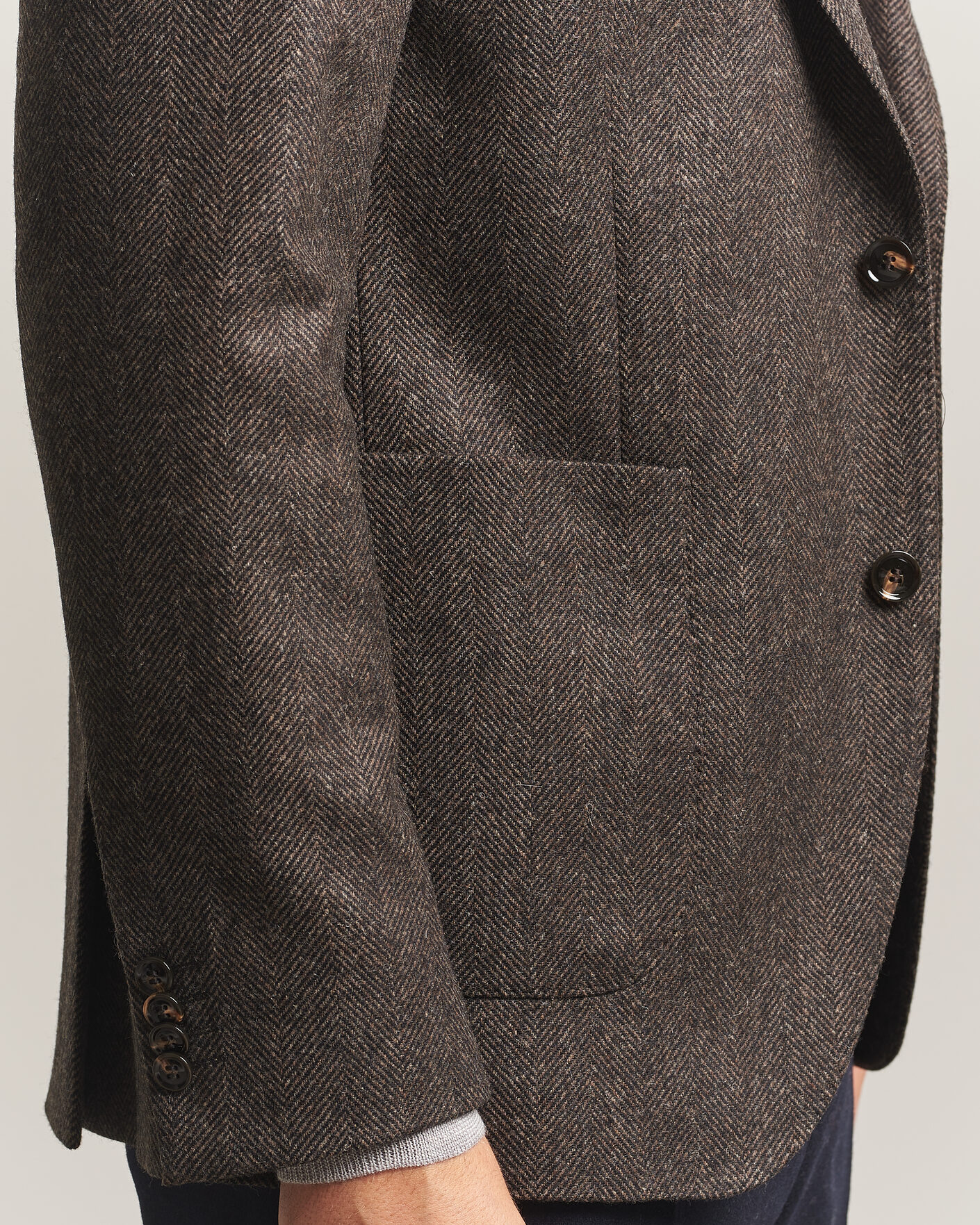 Herren | Sakkos | Oscar Jacobson | Fogerty Herringbone Wool Blazer Brown