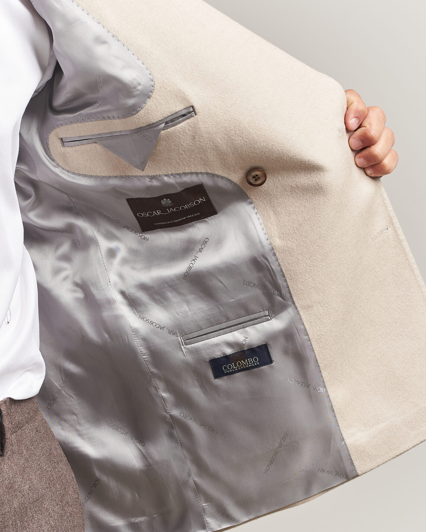 Herren | Sakkos | Oscar Jacobson | Richard Wool/Cashmere DB Blazer Creme
