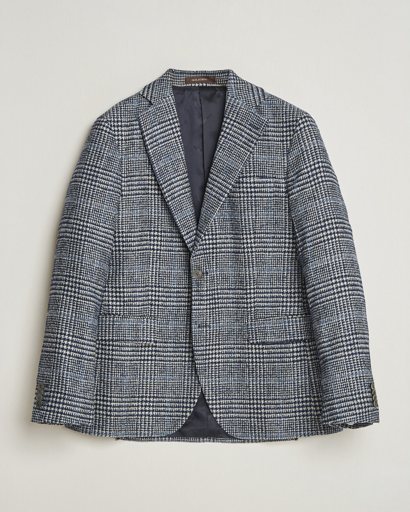 Herren | Sakkos | Oscar Jacobson | Fogerty Checked Wool/Alpaca Blazer Blue