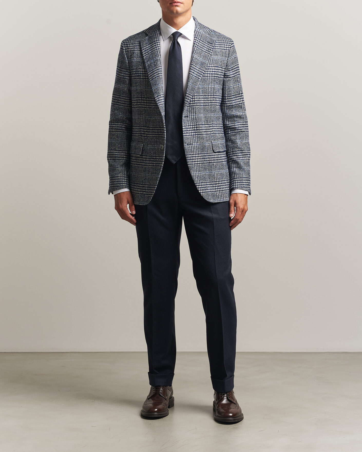 Herren | Sakkos | Oscar Jacobson | Fogerty Checked Wool/Alpaca Blazer Blue