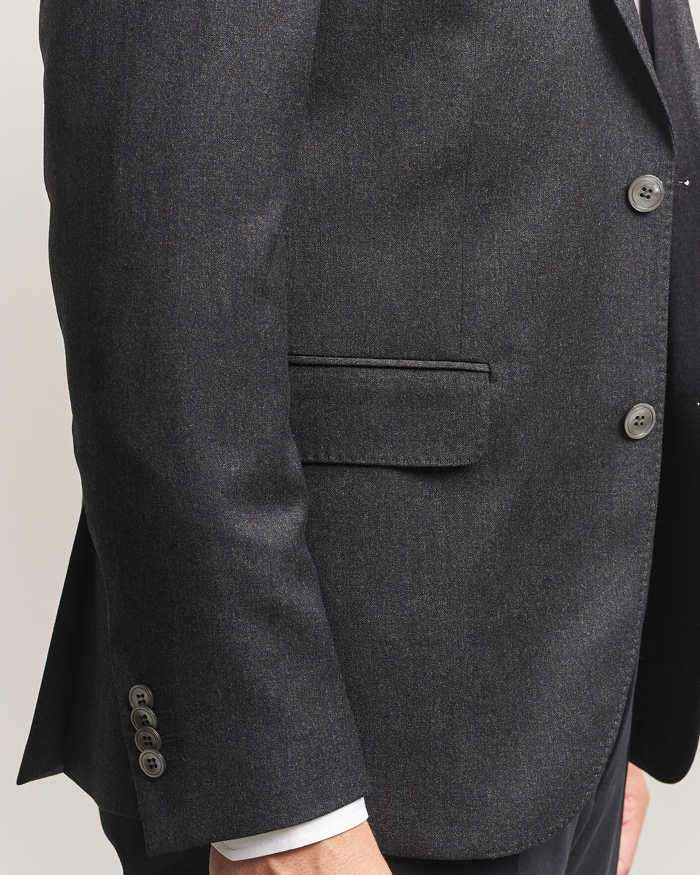Herren | Sakkos | Oscar Jacobson | Fogerty Wool Flannel Blazer Charcoal