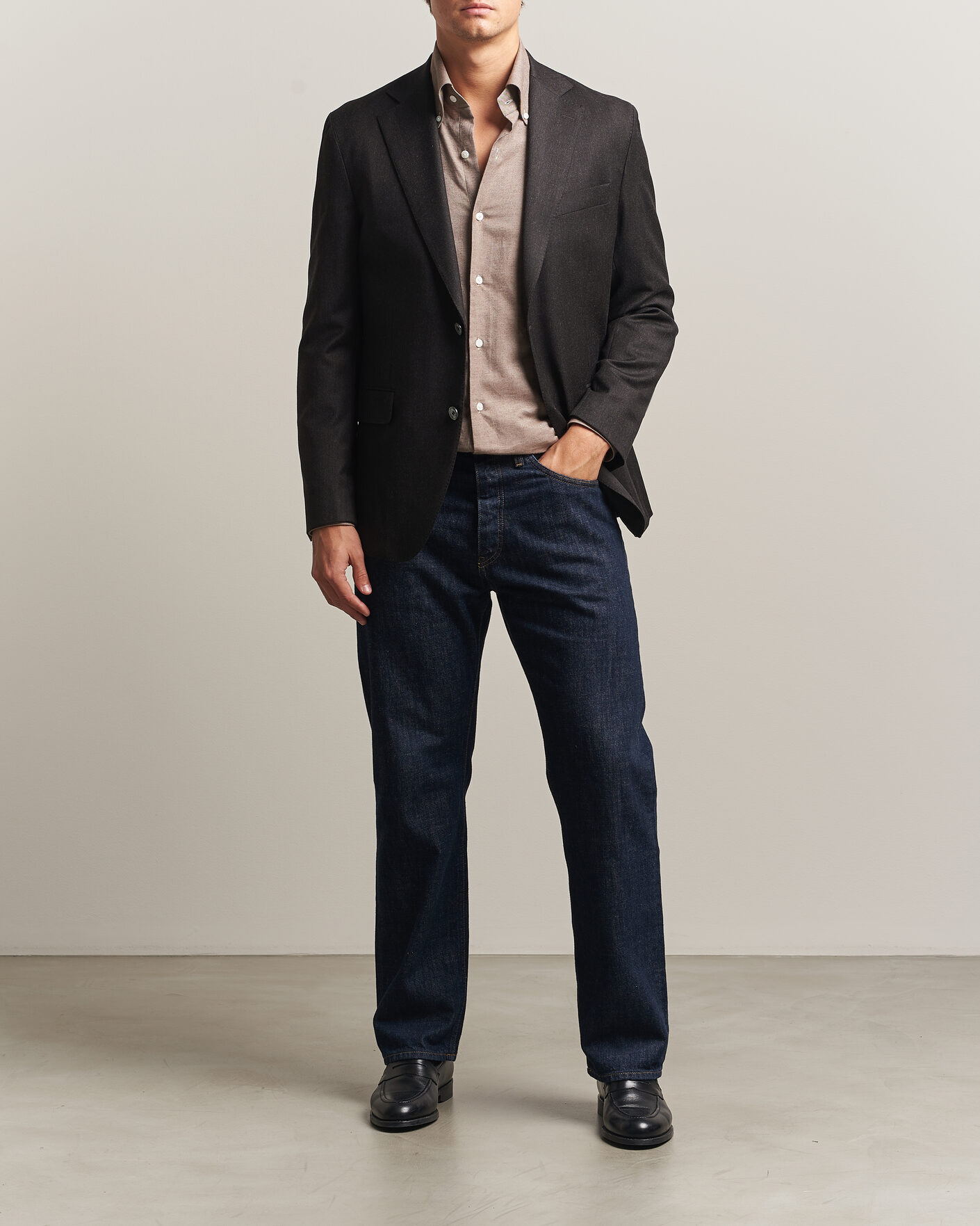 Herren | Sakkos | Oscar Jacobson | Fogerty Wool Flannel Blazer Brown