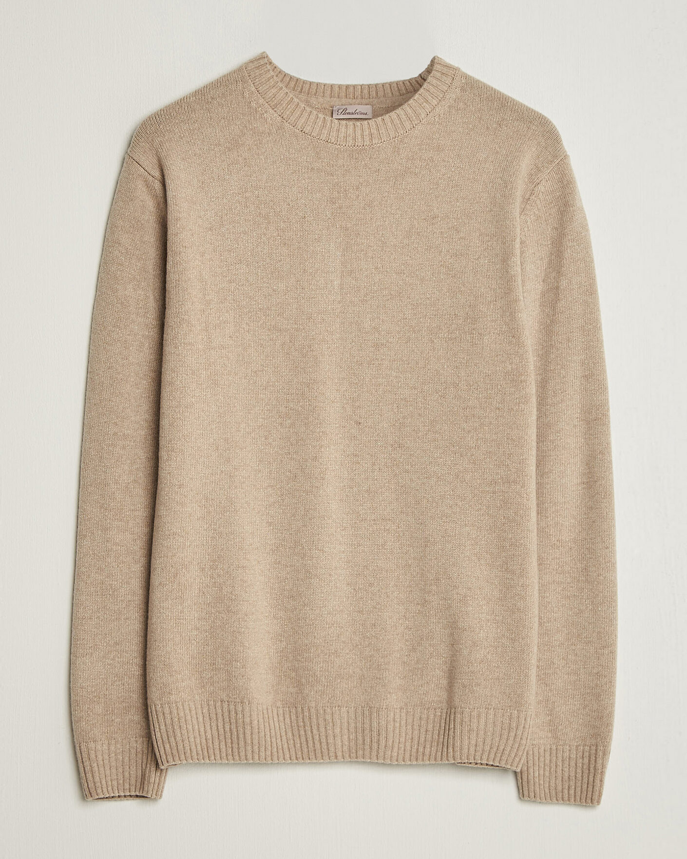 Herren | Pullover | Stenströms | Brushed Merino Crew Neck Beige