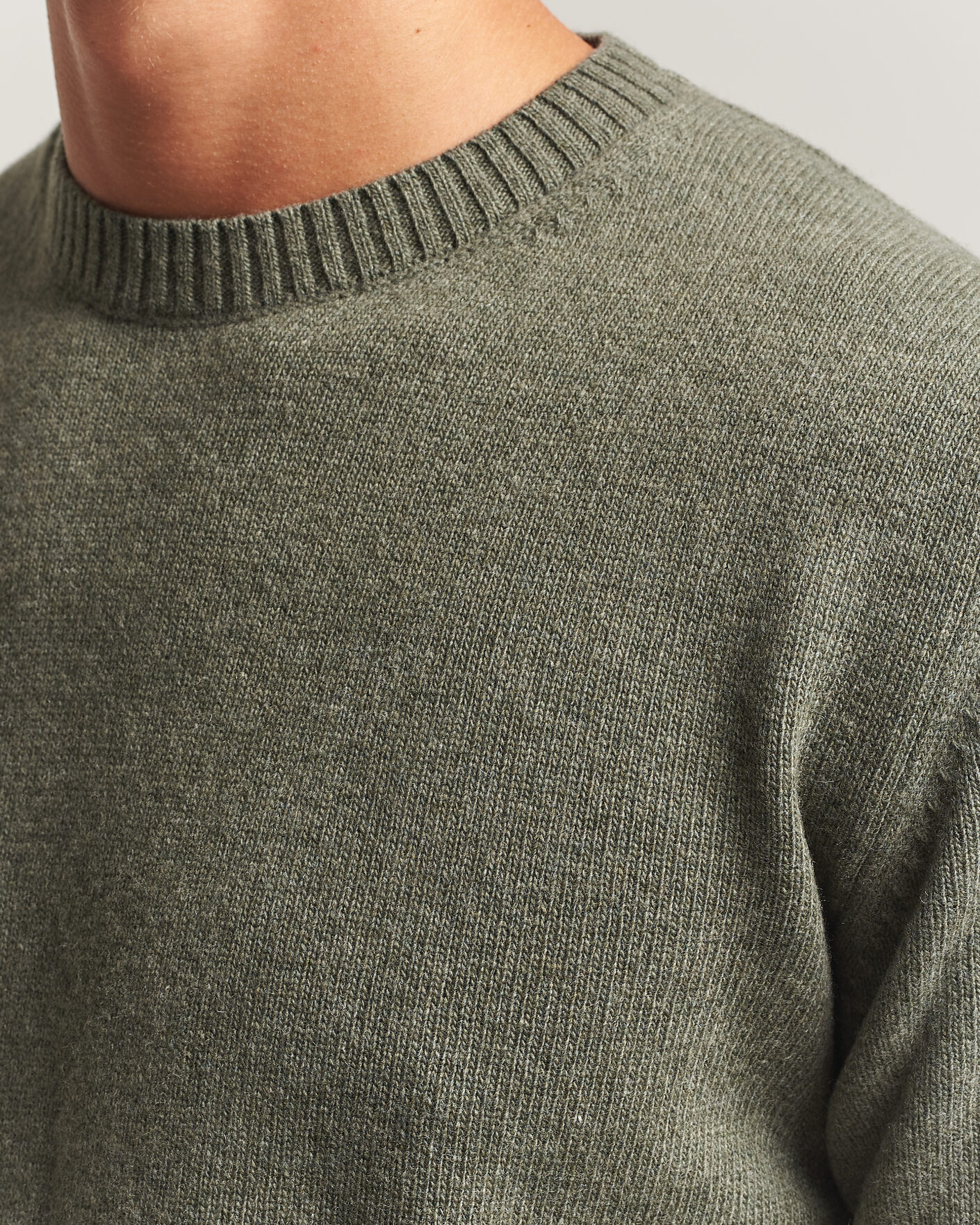 Herren | Pullover | Stenströms | Brushed Merino Crew Neck Green