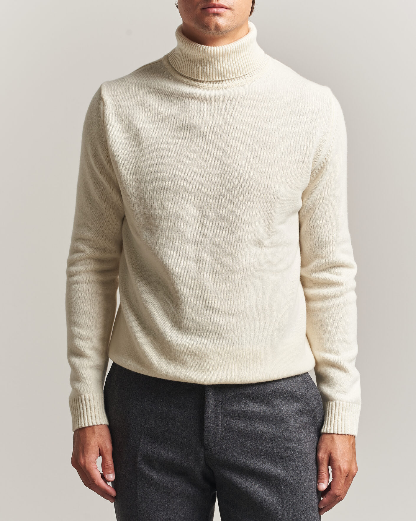 Herren | Pullover | Stenströms | Brushed Merino Rollneck Off White