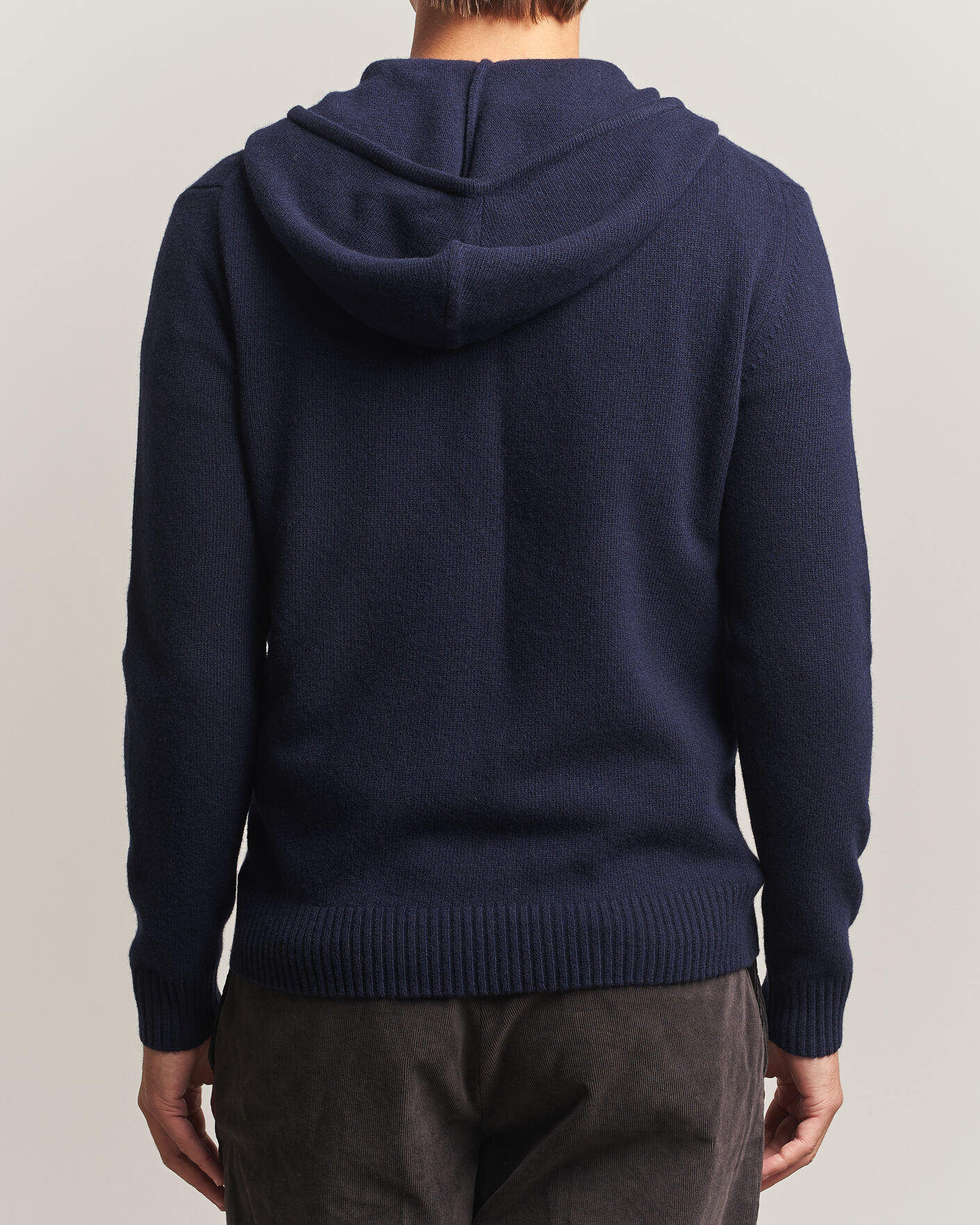 Herren | Pullover | Stenströms | Brushed Merino Full-Zip Hood Navy
