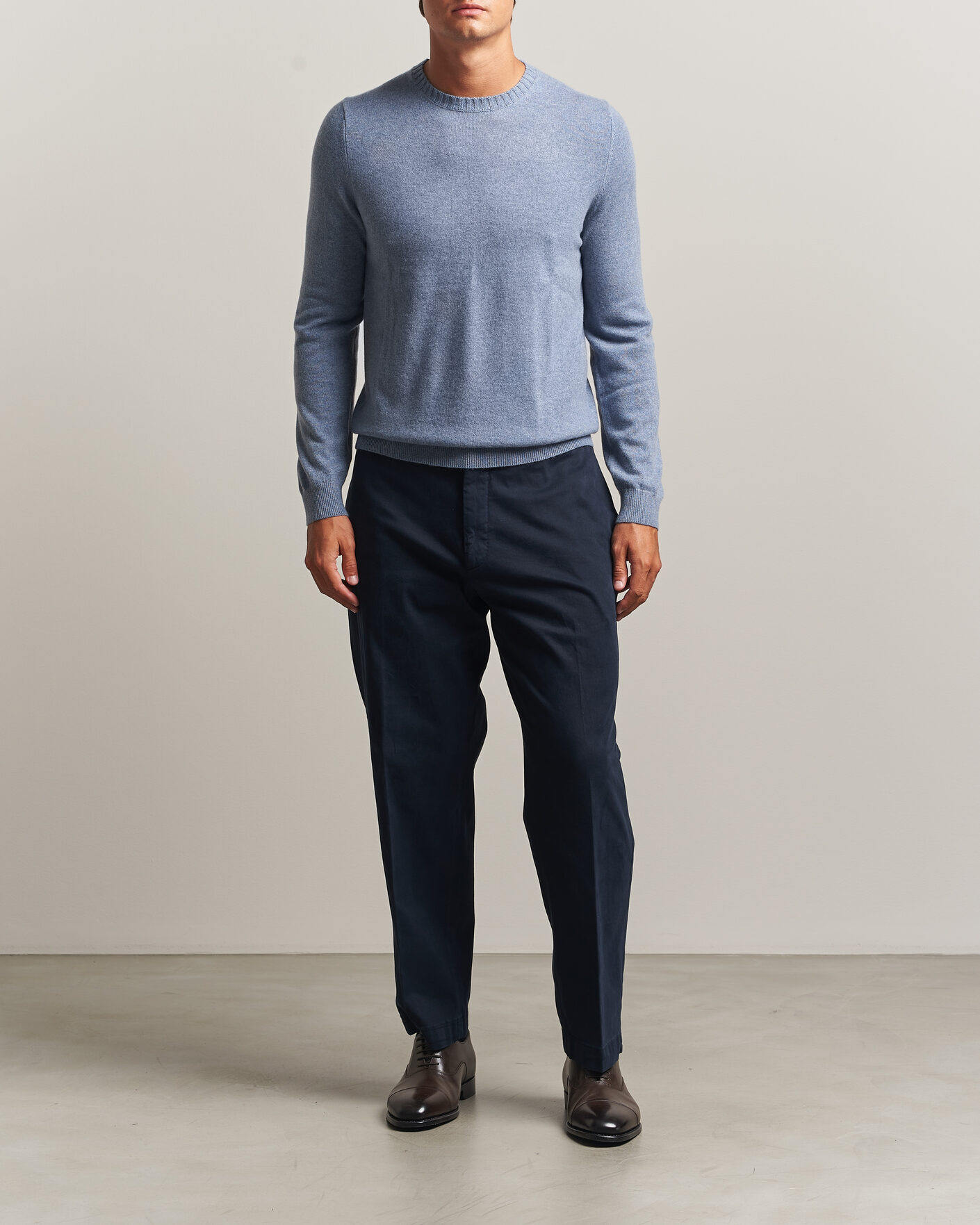 Herren | Pullover | Stenströms | Cashmere Crewneck Light Blue