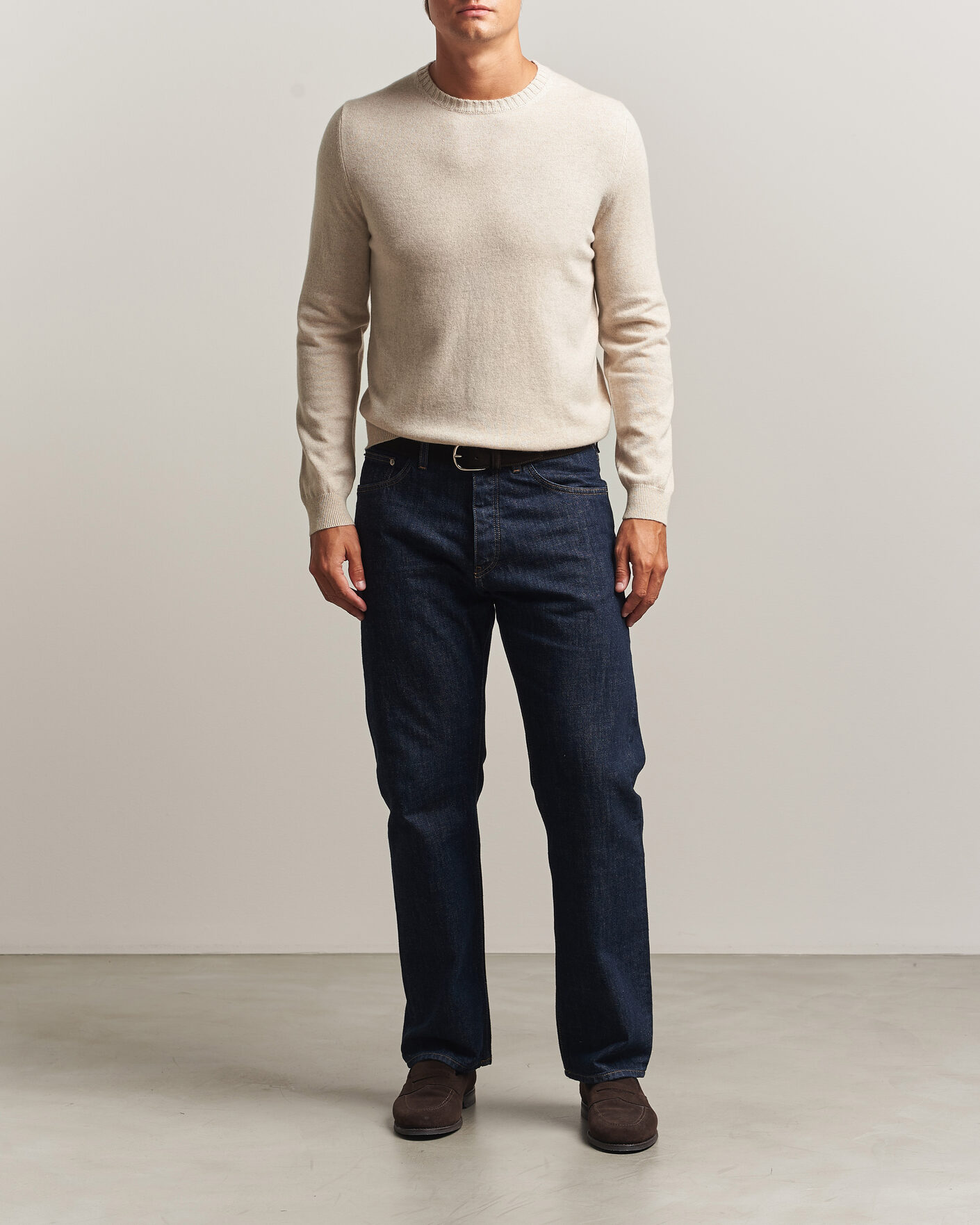 Herren | Pullover | Stenströms | Cashmere Crewneck Beige