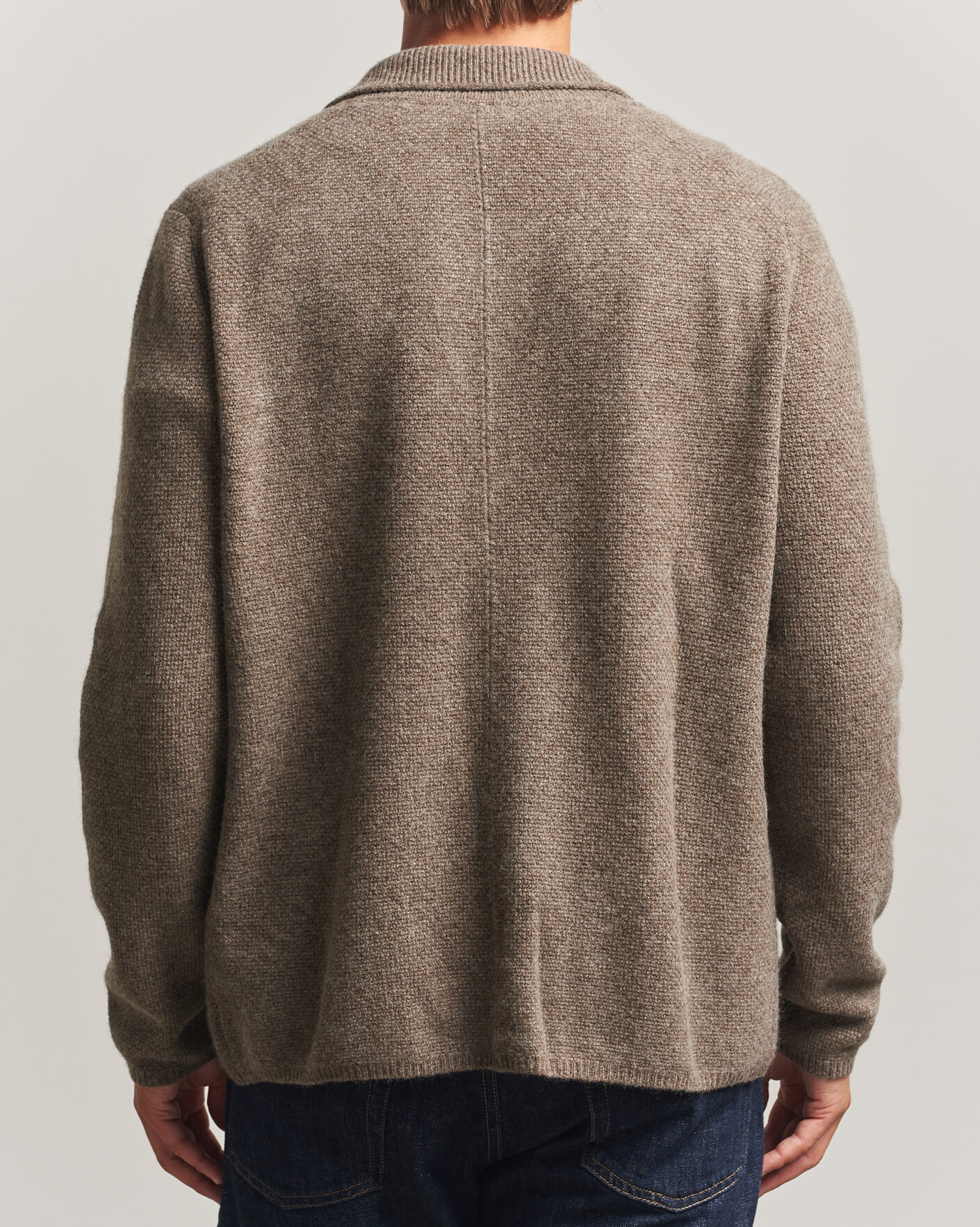 Herren | Pullover | Stenströms | Knitted Yak/Merino Cardigan Blazer Brown