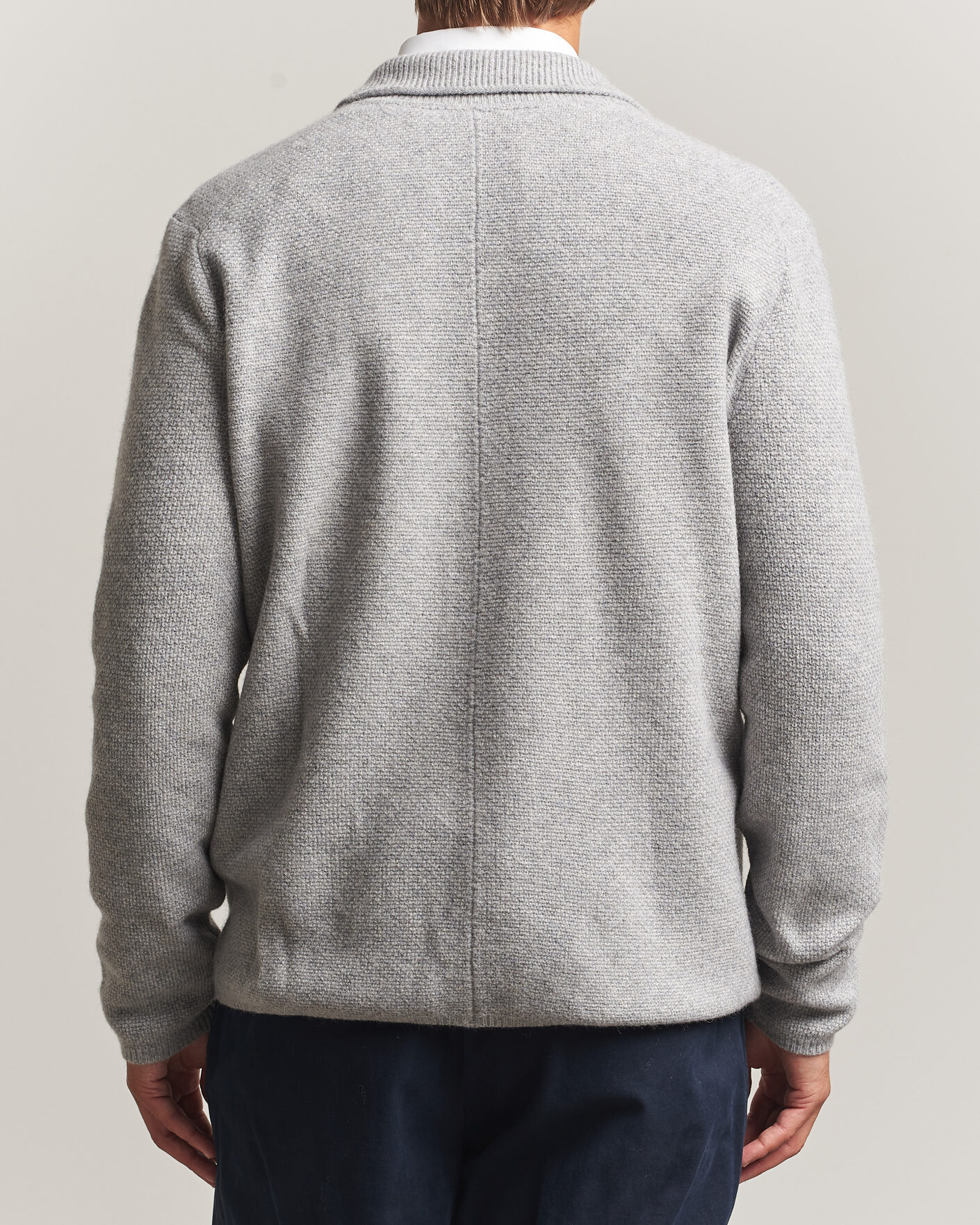Herren | Pullover | Stenströms | Knitted Yak/Merino Cardigan Blazer Grey
