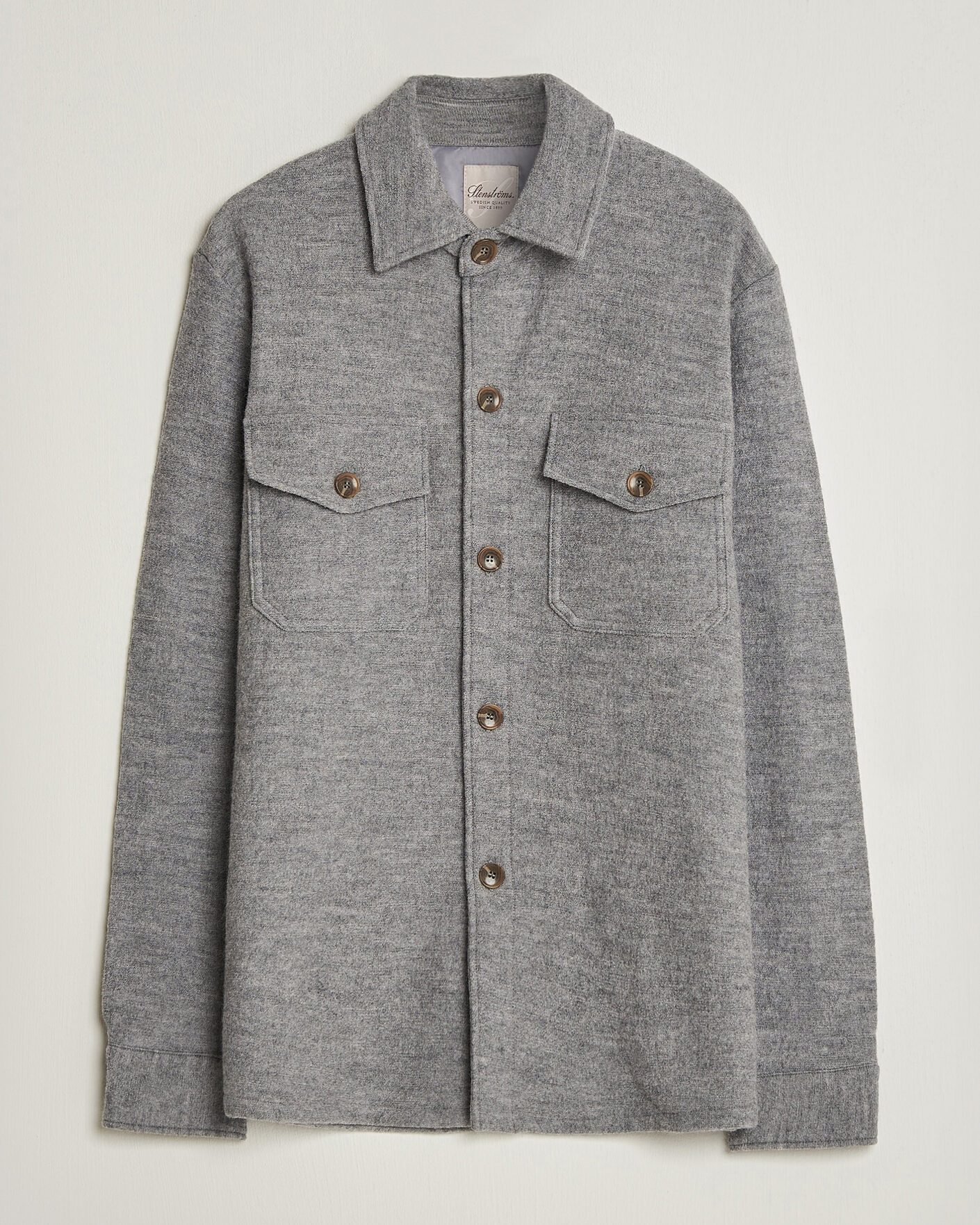 Herren | Hemden | Stenströms | Felted Wool Overshirt Grey