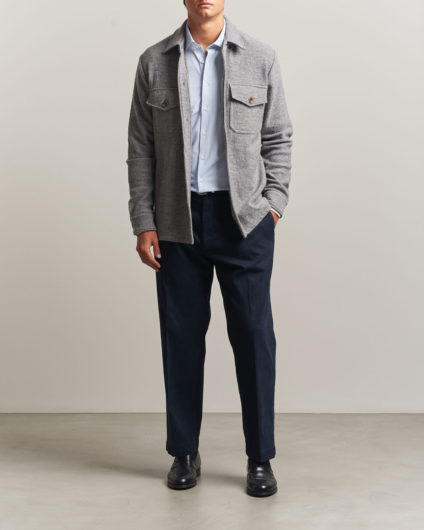 Herren | Hemden | Stenströms | Felted Wool Overshirt Grey