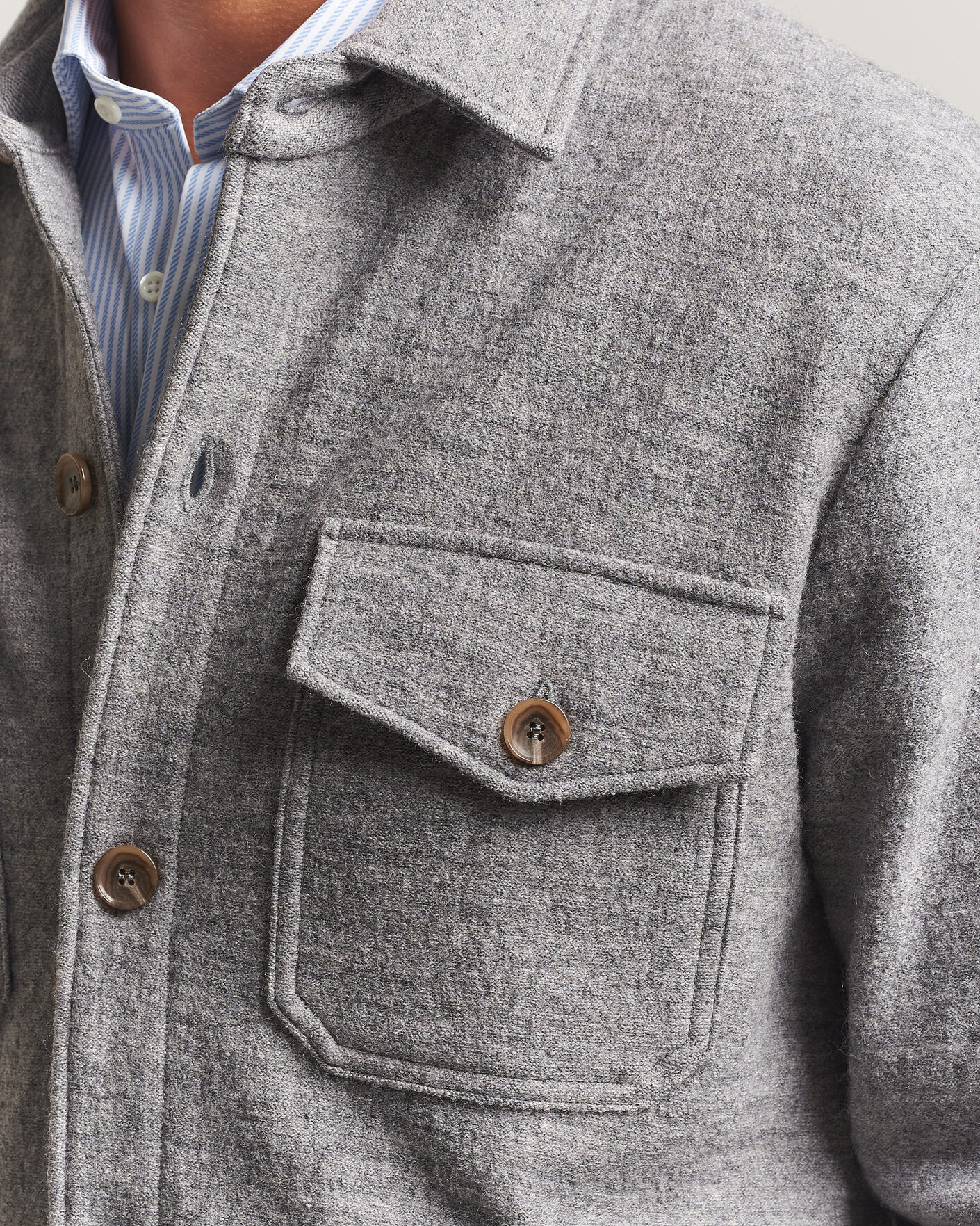 Herren | Hemden | Stenströms | Felted Wool Overshirt Grey