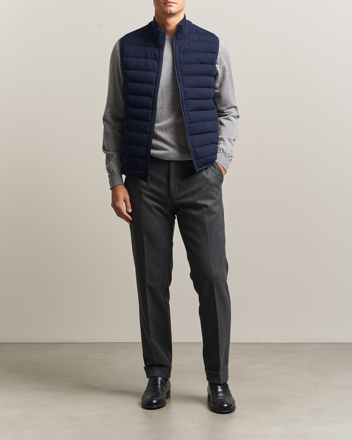 Herren | Westen | Stenströms | Reversible Knitted Merino/Nylon Vest Navy
