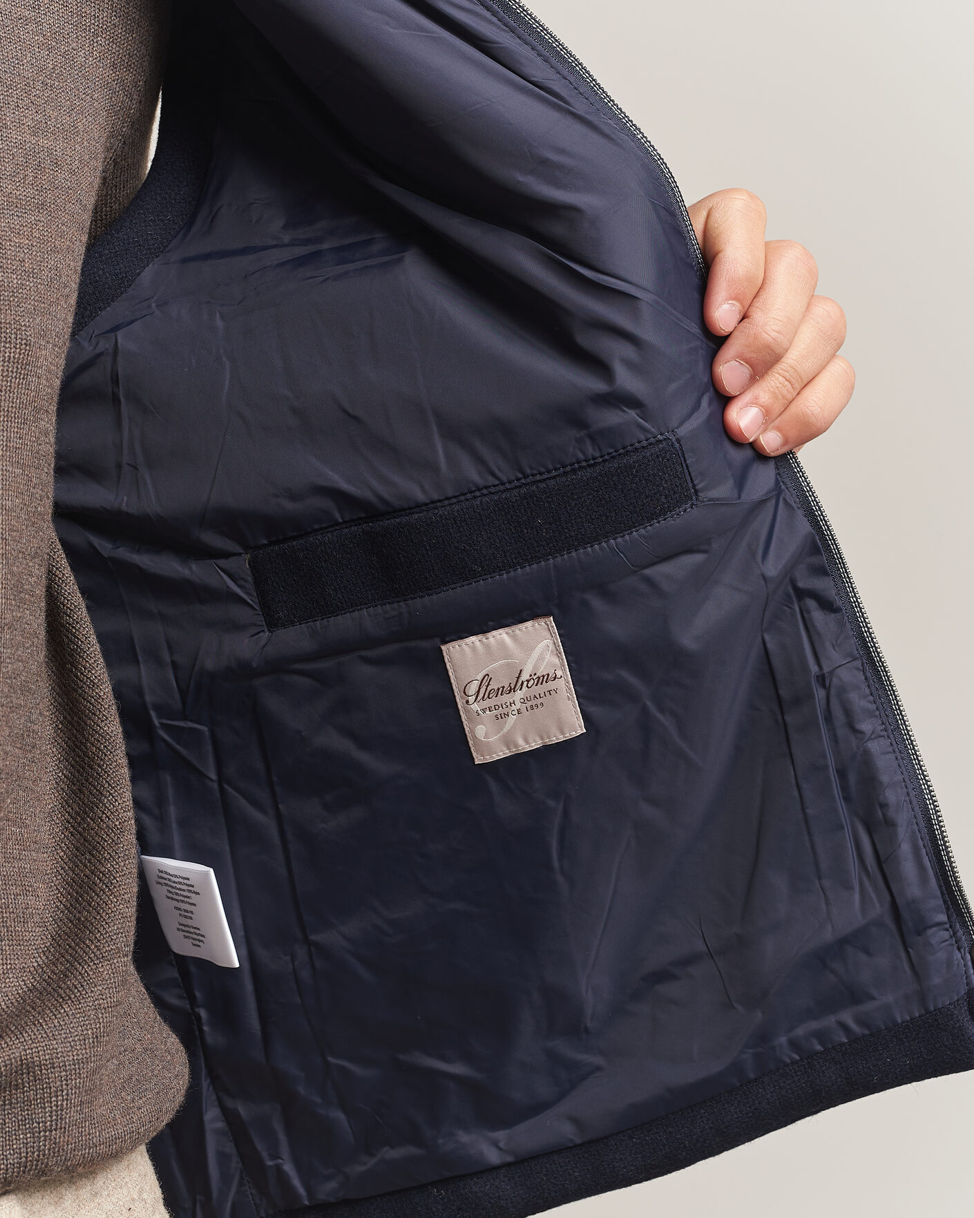 Herren | Westen | Stenströms | Wool Alcantara Detail Light Padded Vest Navy