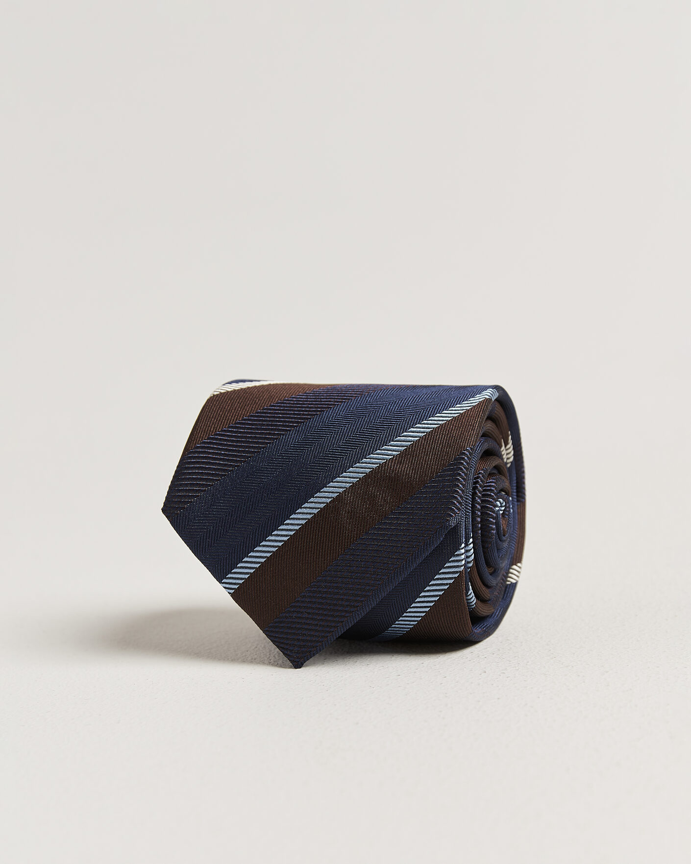 Herren | Krawatten | Stenströms | Regimental Stripe Silk Tie 7,5cm Navy