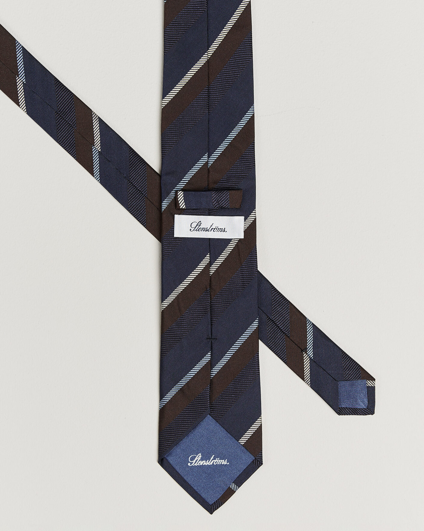 Herren | Krawatten | Stenströms | Regimental Stripe Silk Tie 7,5cm Navy
