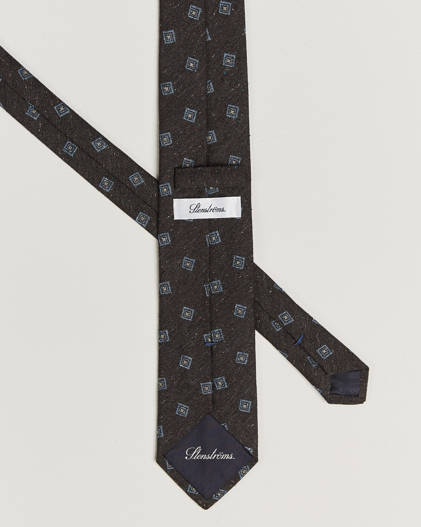 Herren | Krawatten | Stenströms | Woven Herringbone Silk Tie 7,5cm Dark Brown