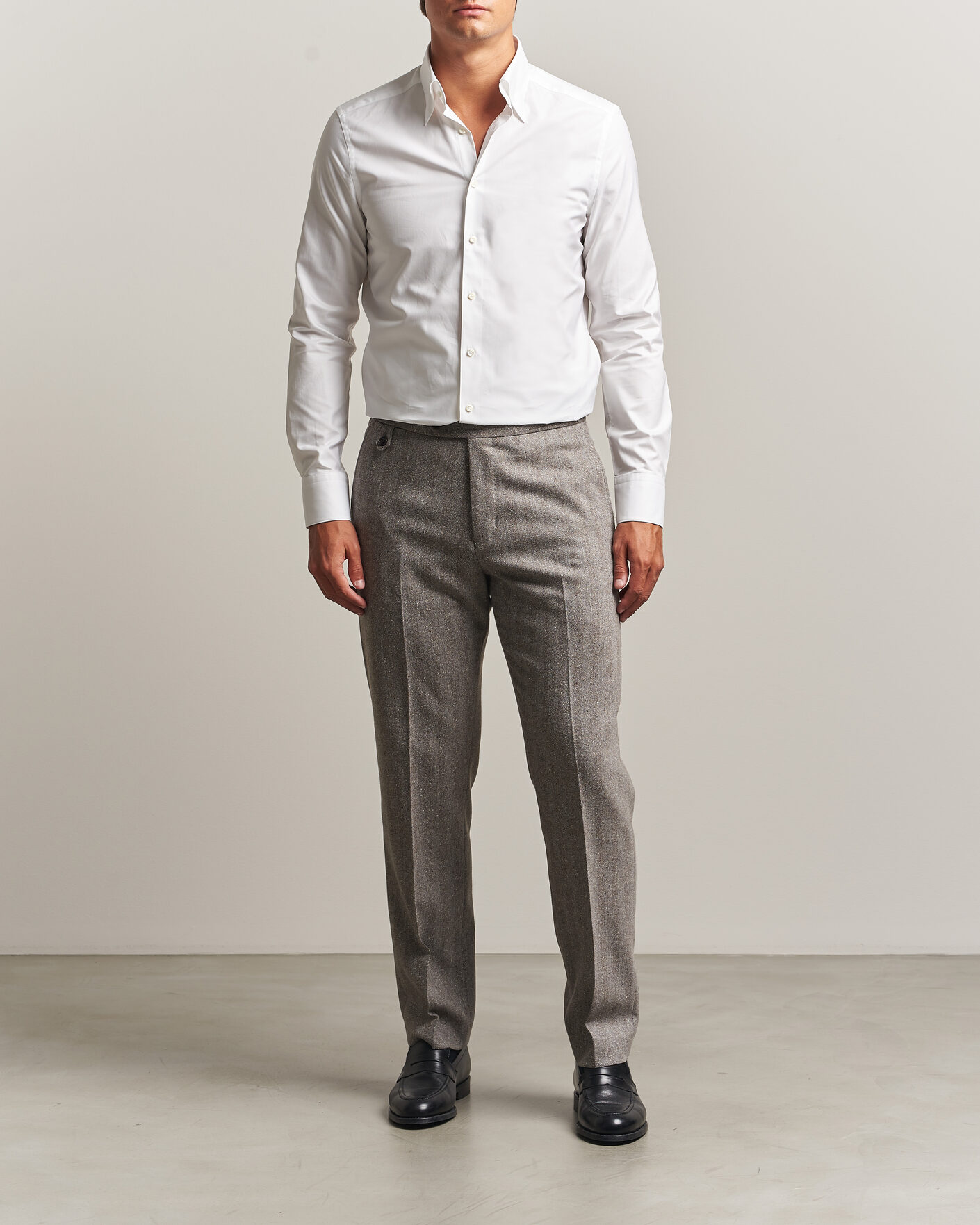Herren | Hemden | Stenströms | Slimline Twofold Cotton Button Under Shirt White