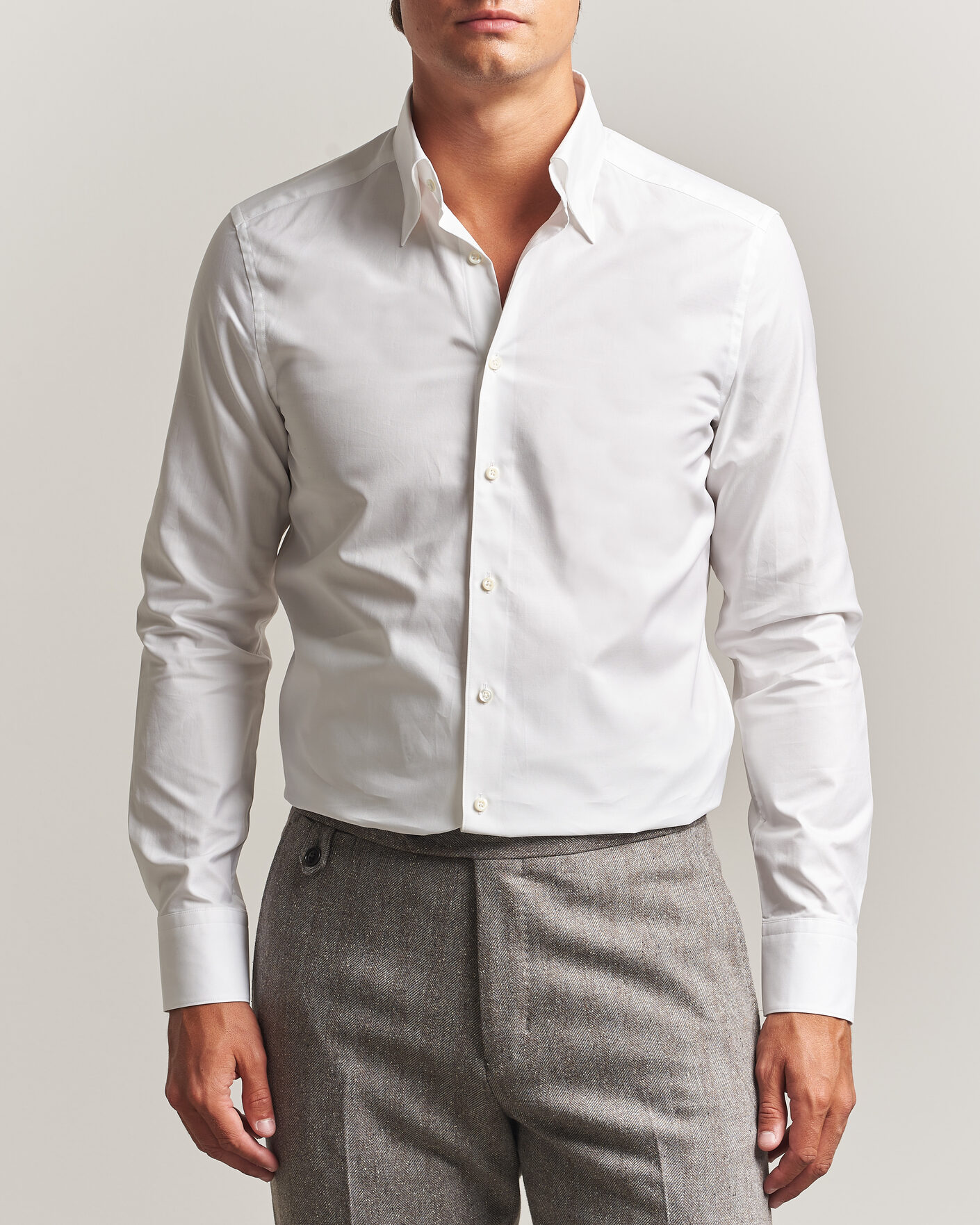 Herren | Hemden | Stenströms | Slimline Twofold Cotton Button Under Shirt White