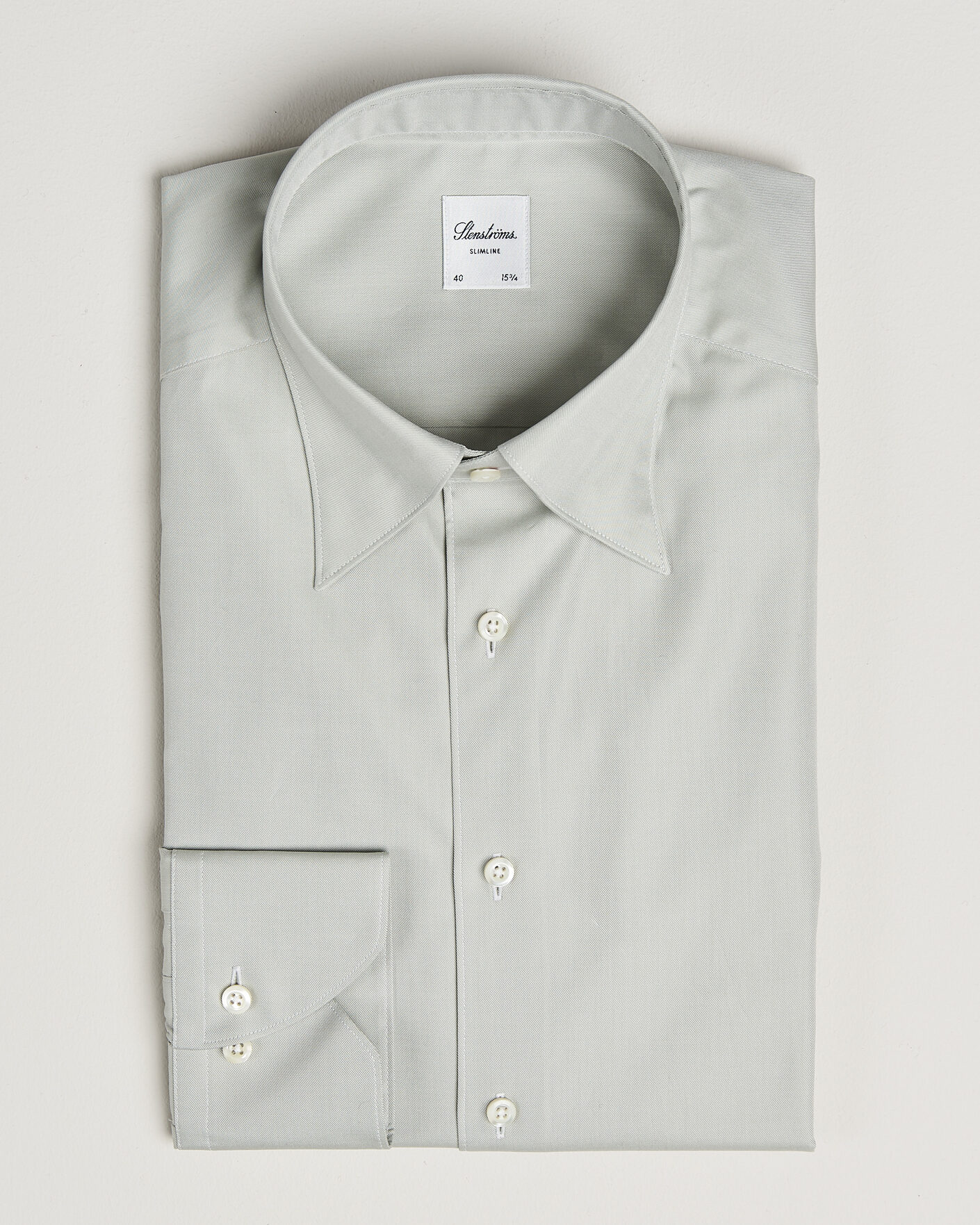 Herren | Hemden | Stenströms | Slimline Twofold Cotton Button Under Shirt Green