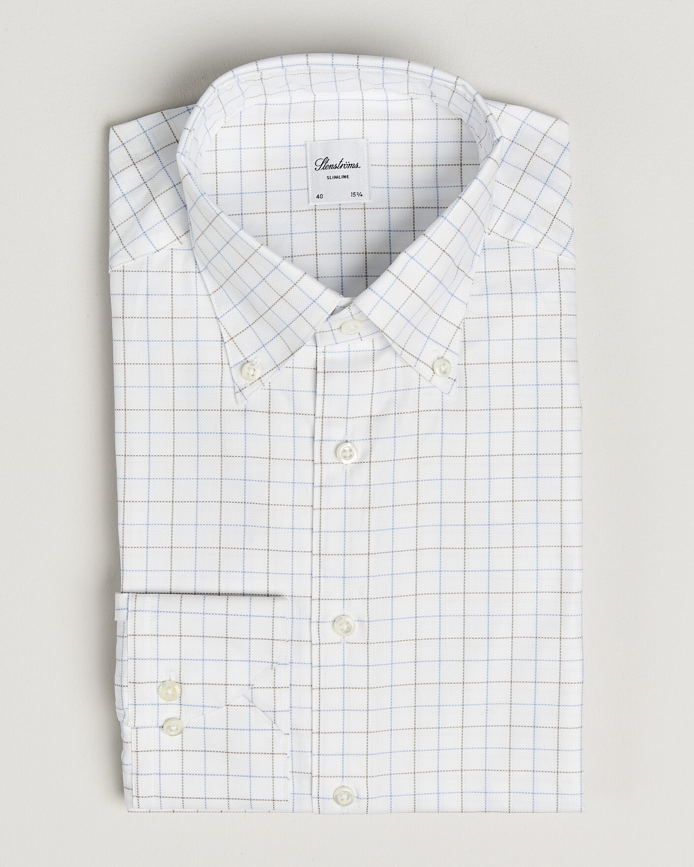 Herren | Hemden | Stenströms | Slimline Oxford Tattersall Shirt White