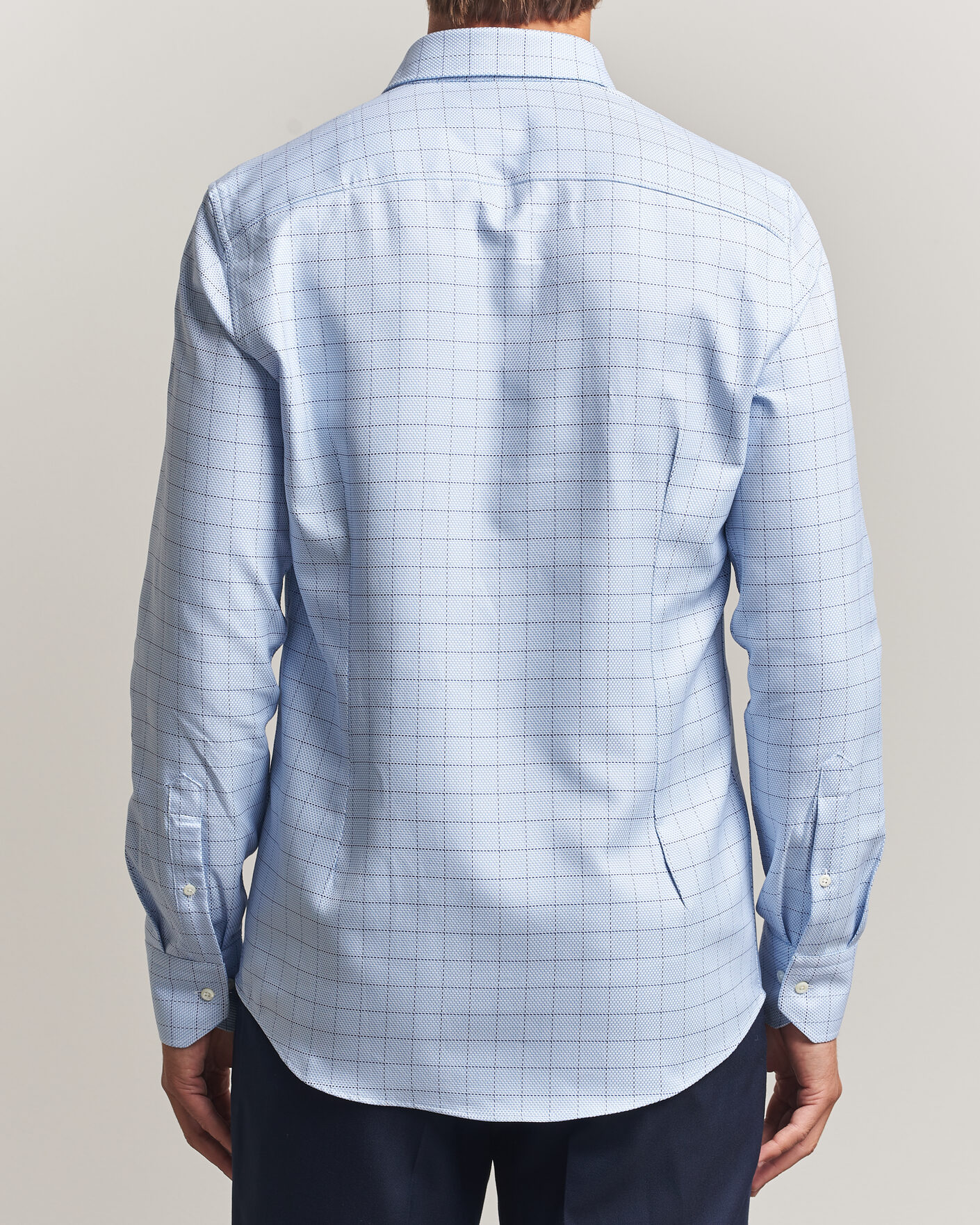Herren | Hemden | Stenströms | Slimline Twofold Structure Check Shirt Blue