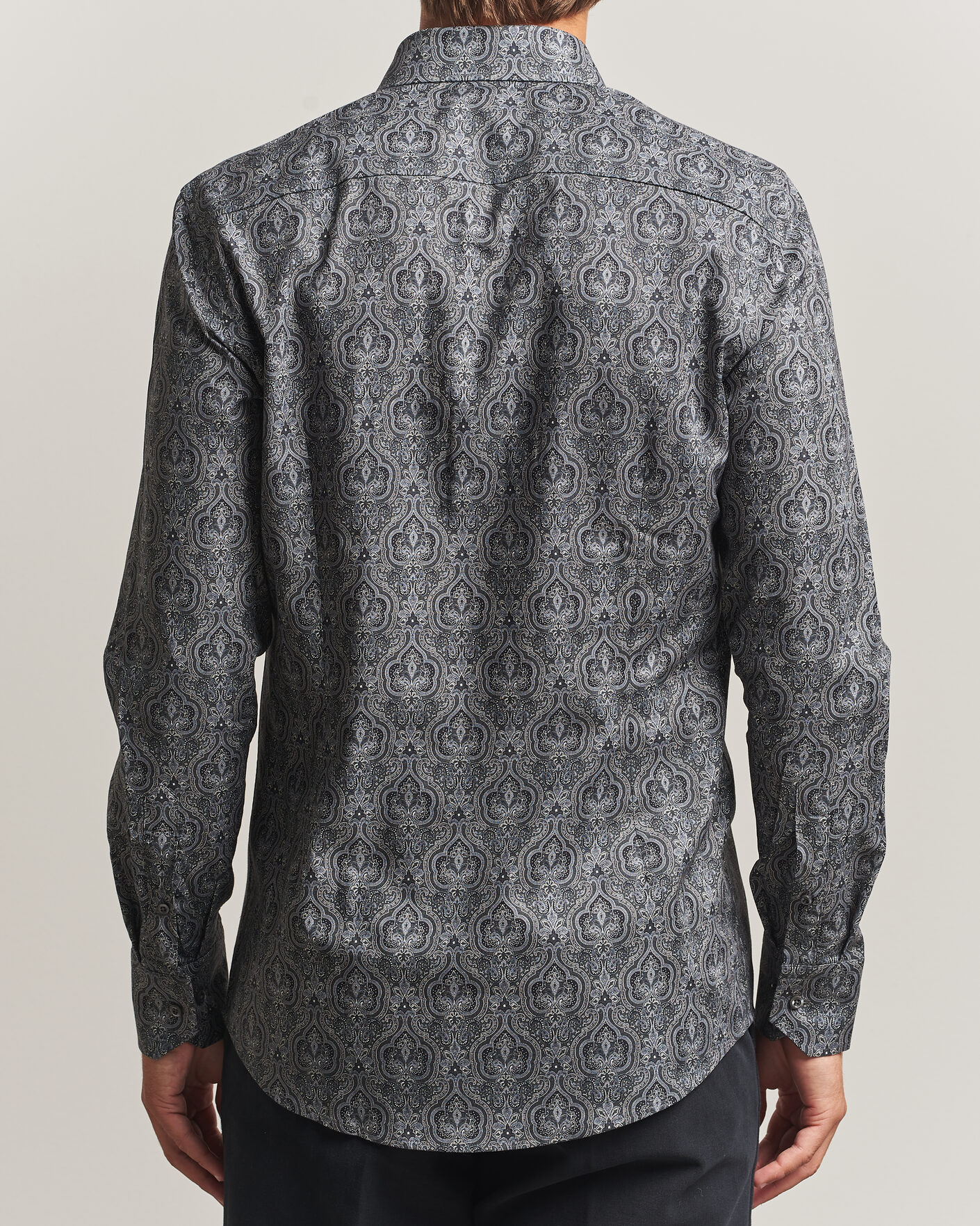 Herren | Hemden | Stenströms | Slimline Paisley Print Cut Away Shirt Grey