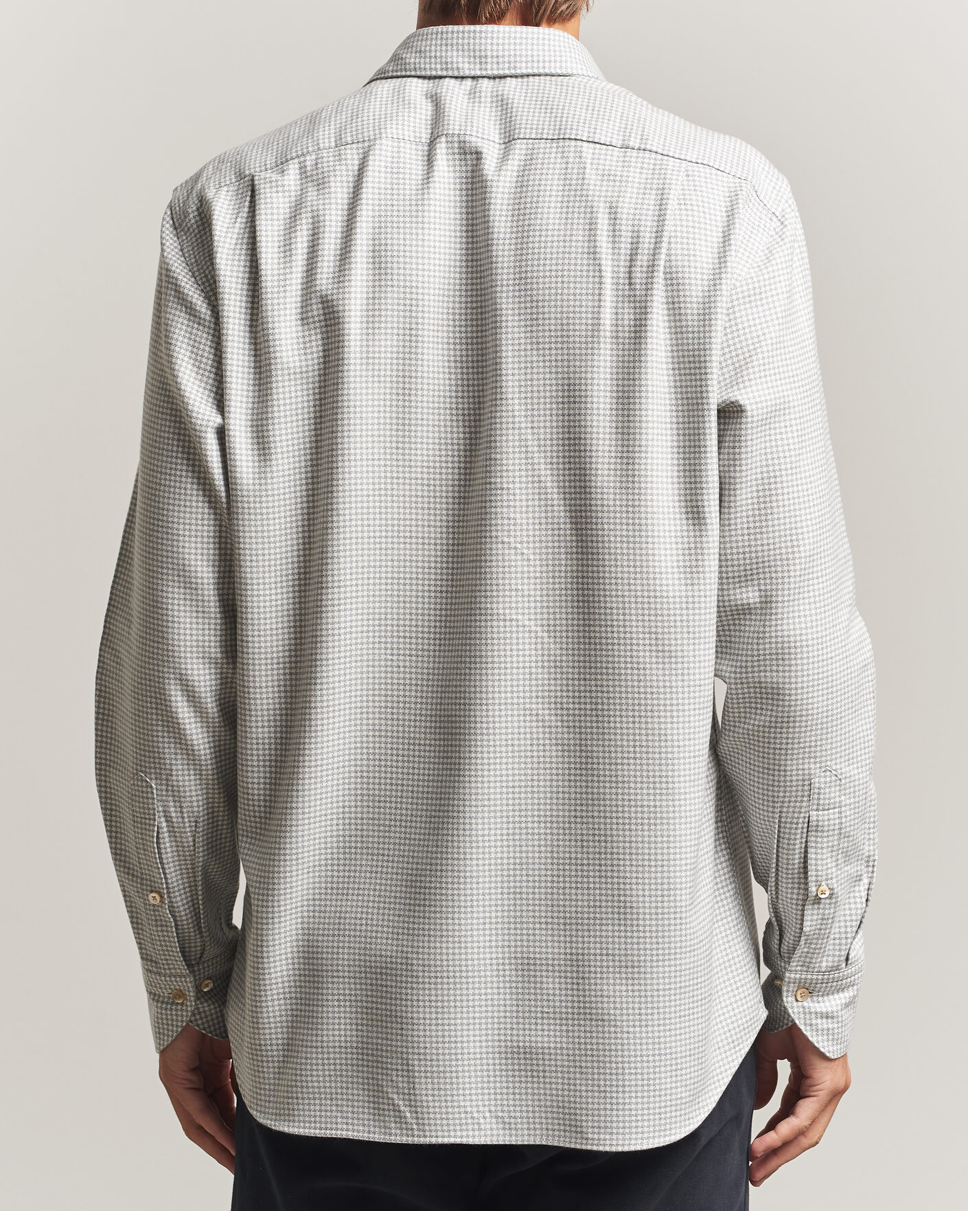 Herren | Hemden | Stenströms | Regular Fit Houndstooth Flannel Shirt Grey