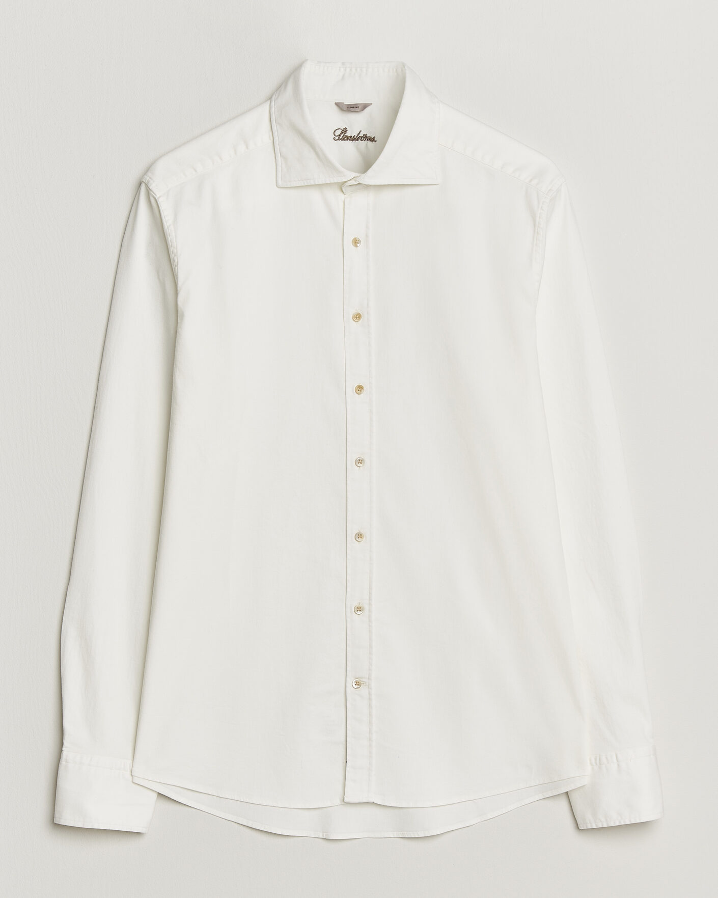 Herren | Hemden | Stenströms | Slimline Garment Washed Shirt Off White Denim