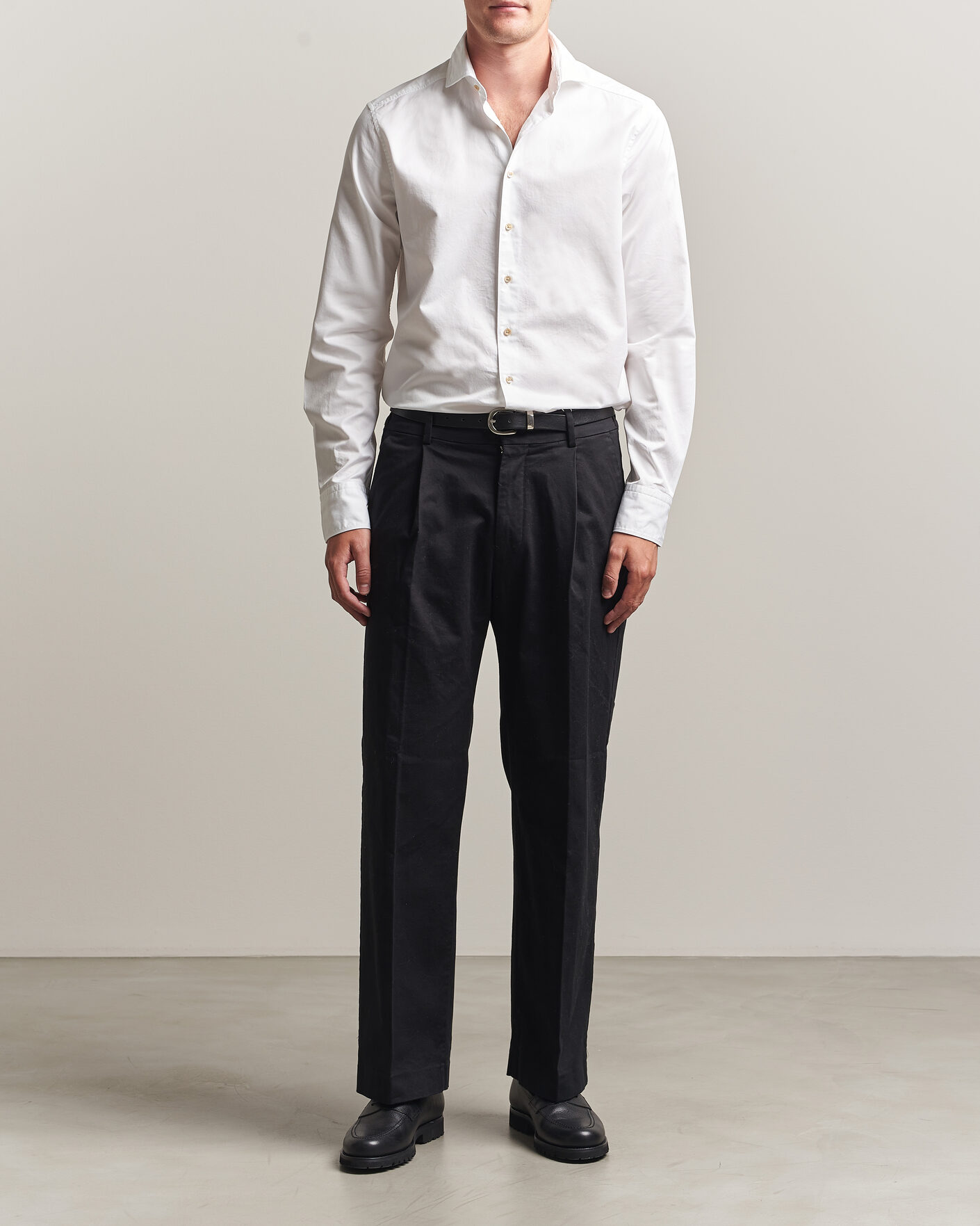Herren | Hemden | Stenströms | Slimline Washed Cotton Twill Cut Away Shirt White