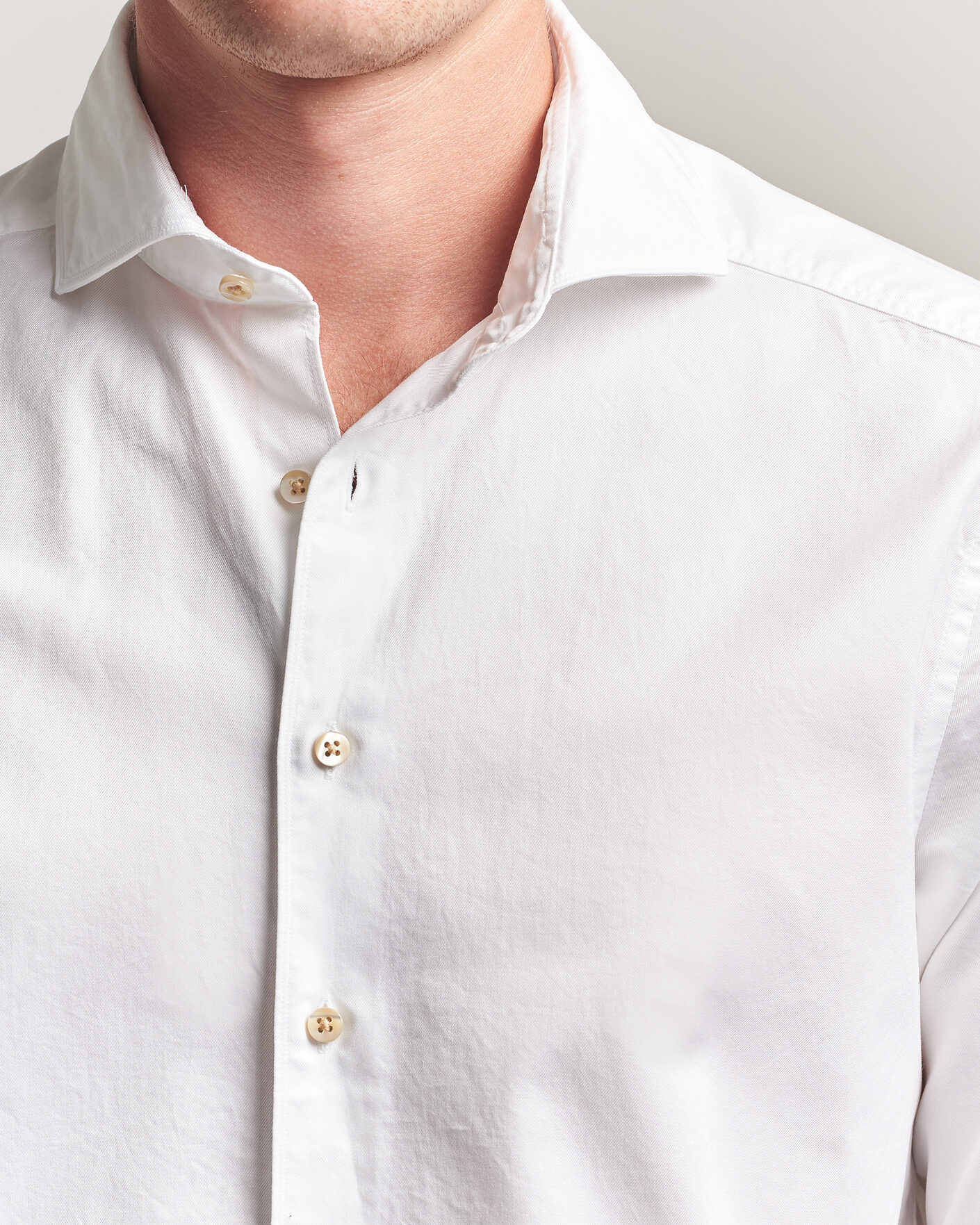 Herren | Hemden | Stenströms | Slimline Washed Cotton Twill Cut Away Shirt White