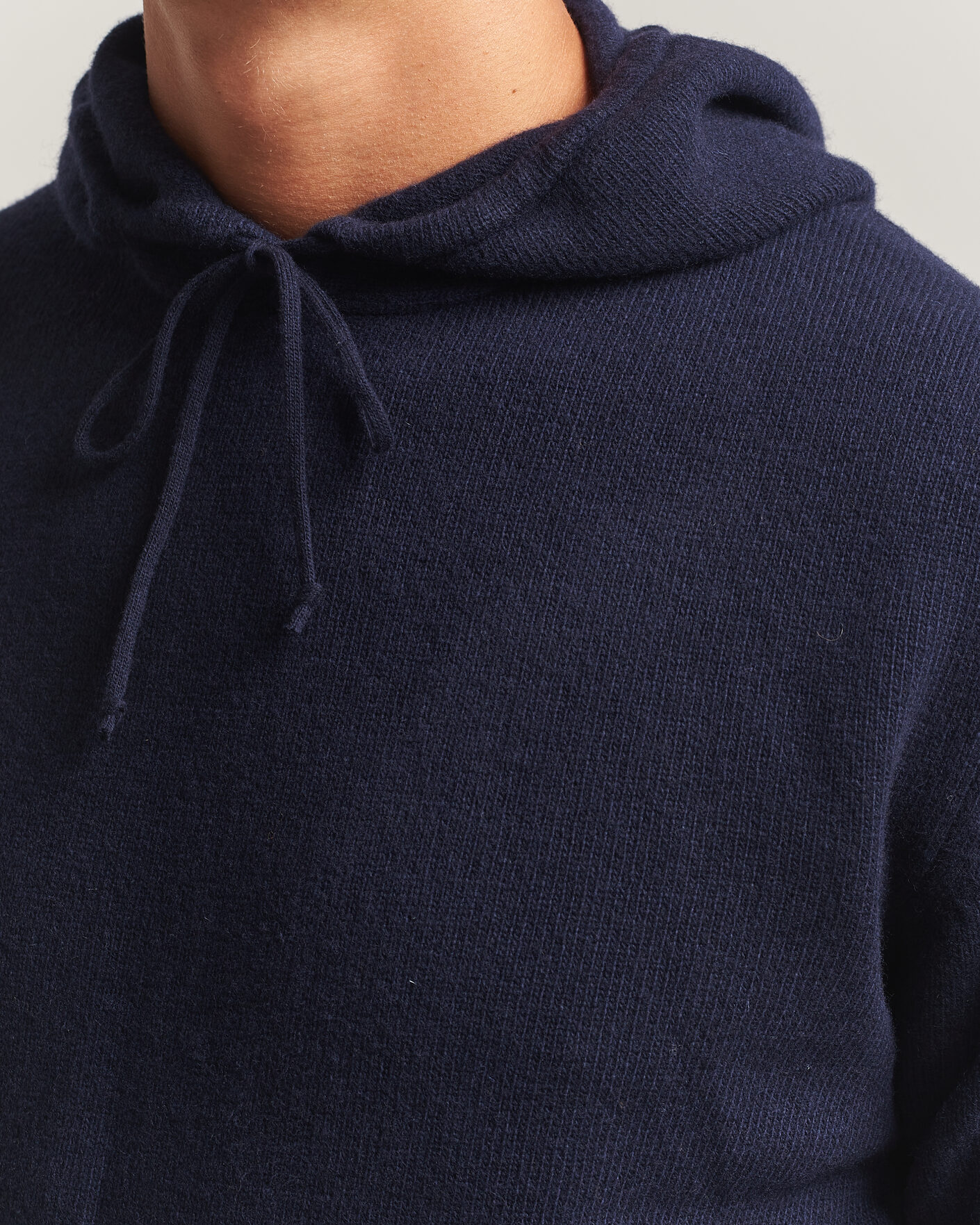 Herren | Pullover | Stenströms | Brushed Merino Hood Navy