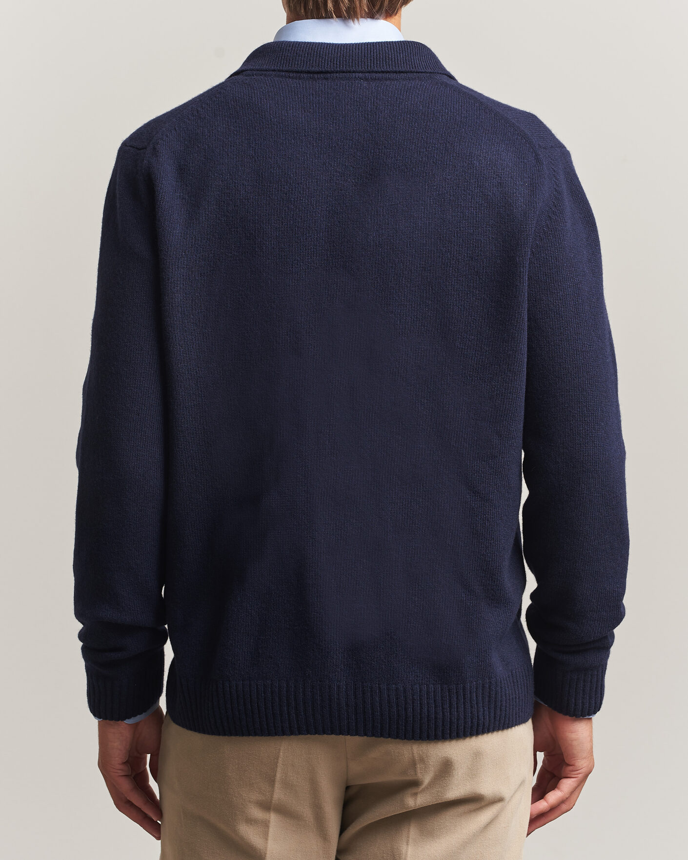 Herren | Pullover | Stenströms | Brushed Merino Polo Cardigan Navy