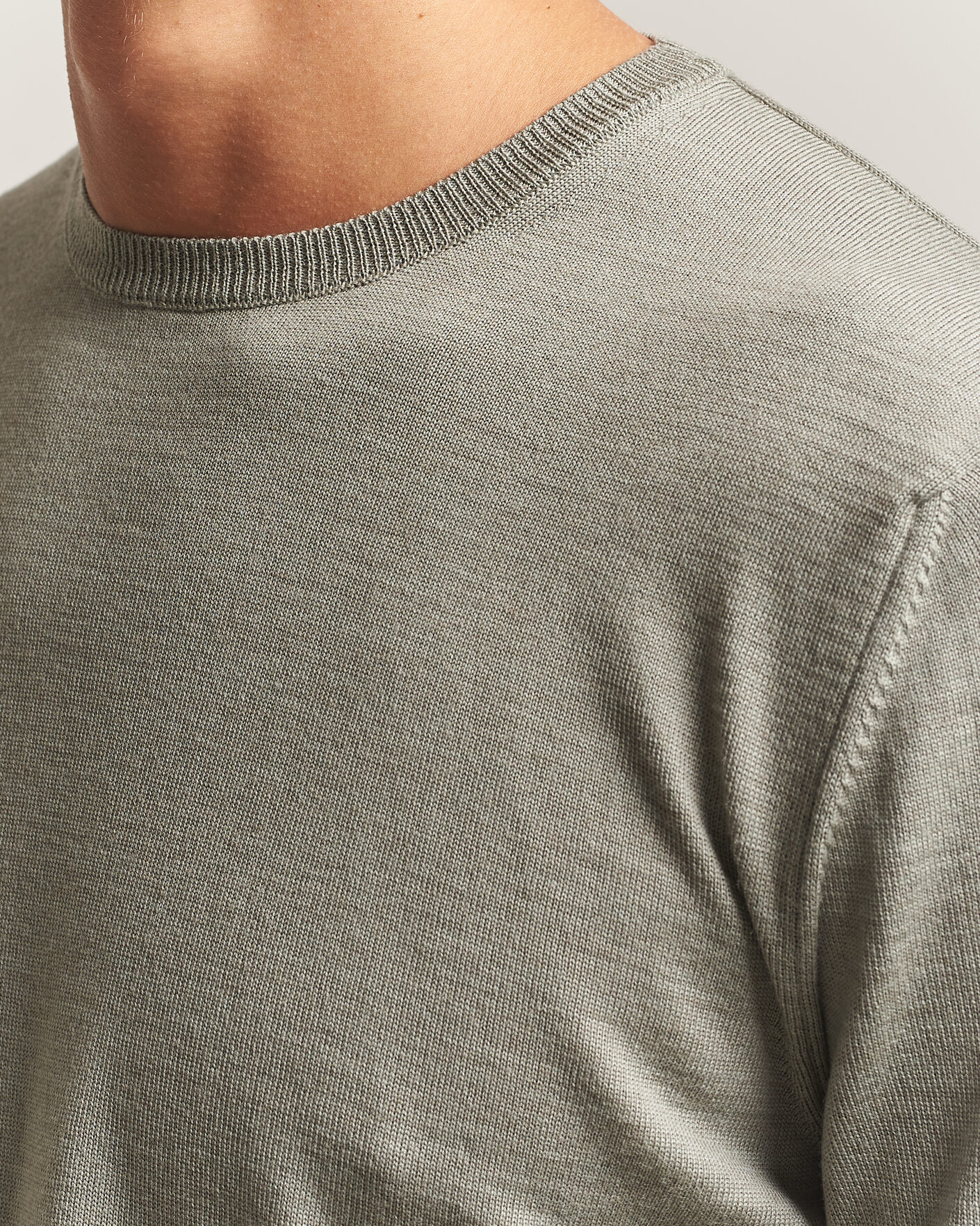 Herren | Pullover | Stenströms | Merino Crew Neck Green/Grey